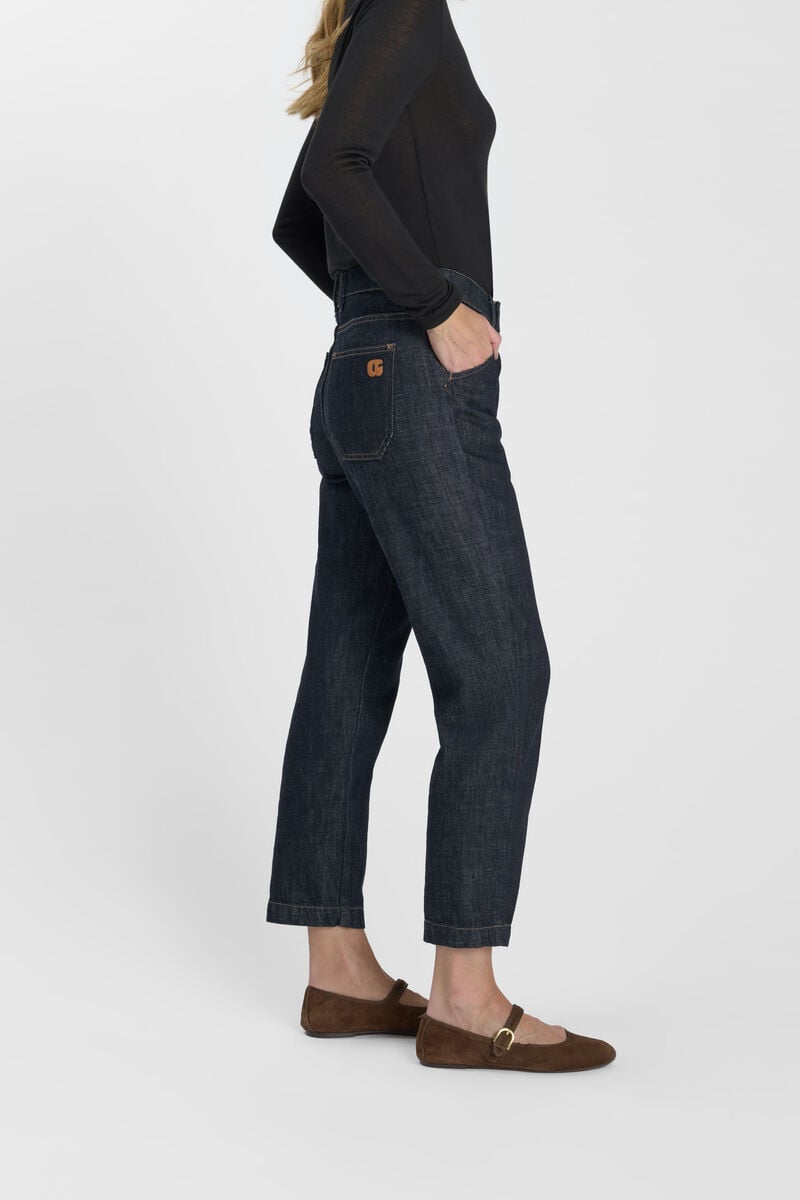 Loose, oversized girlfriend jeans, 7/8 length LE TEMPS DES CERISES Blue