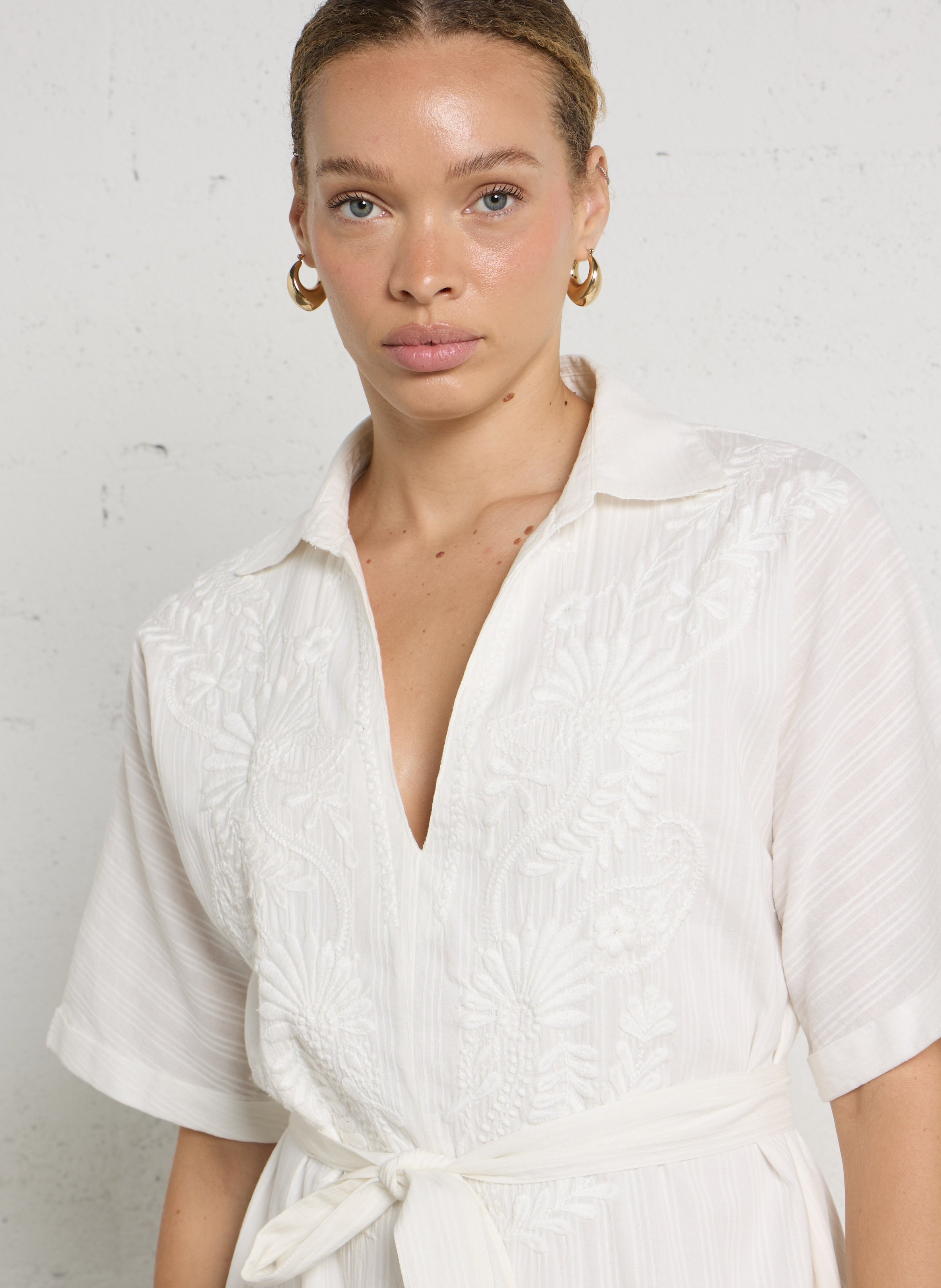 V-neck cotton midi dress MAISON 123 White