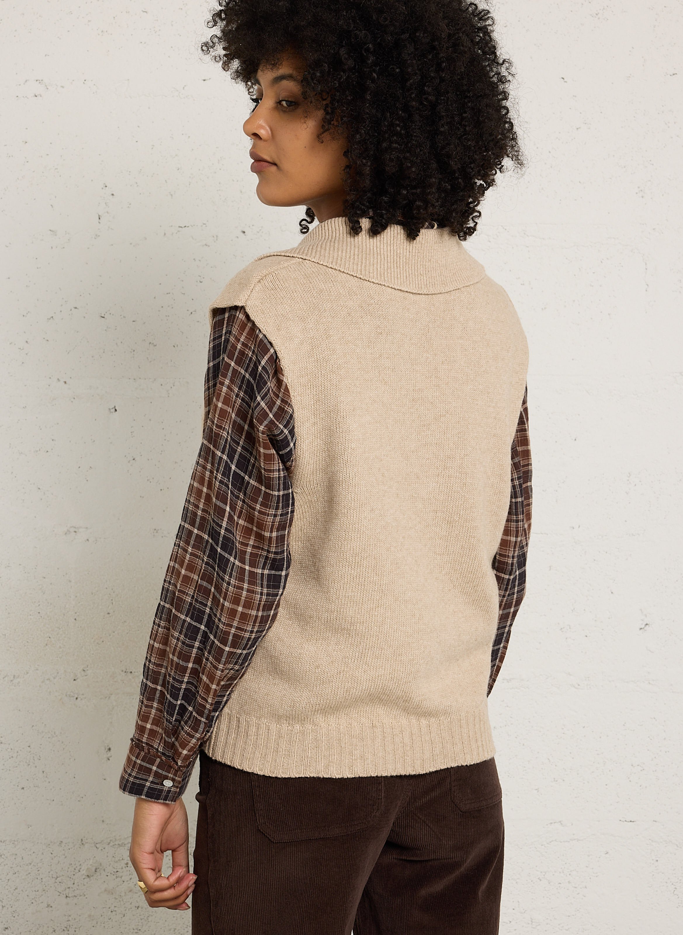 Pull col V en laine mélangée HARTFORD Beige
