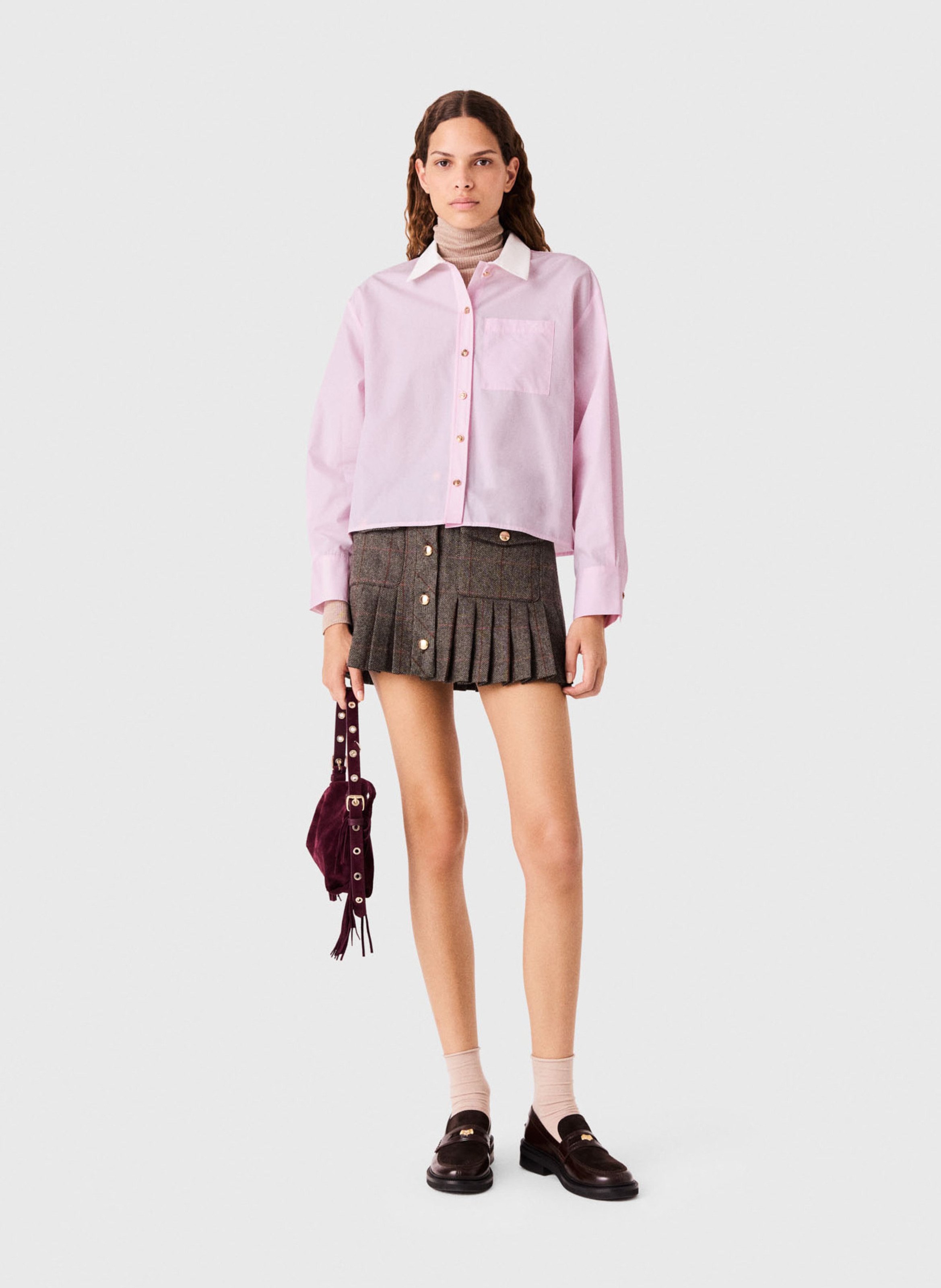 Chemise courte ample unie MAJE Rose