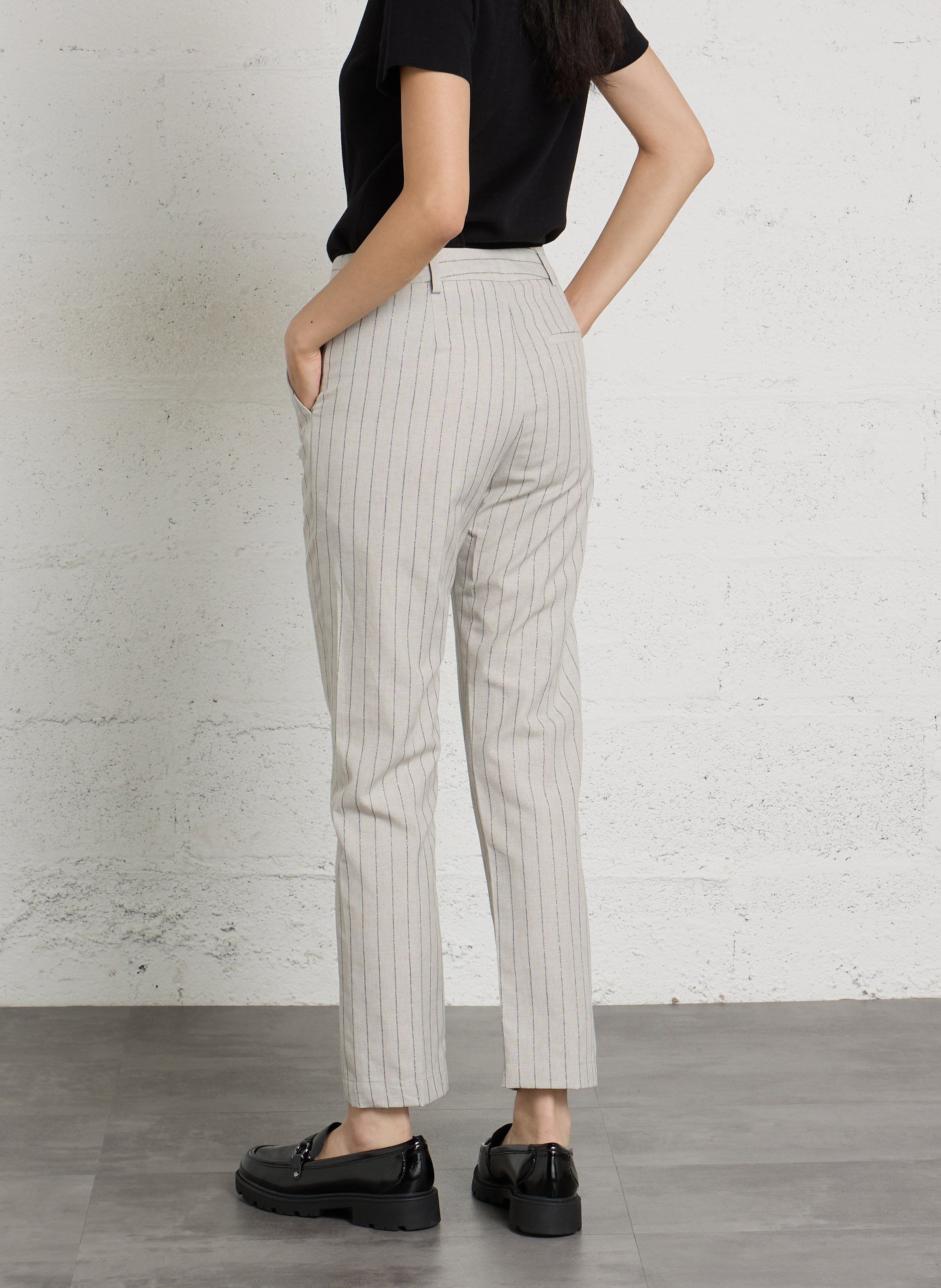 Striped cigarette pants IKKS Beige