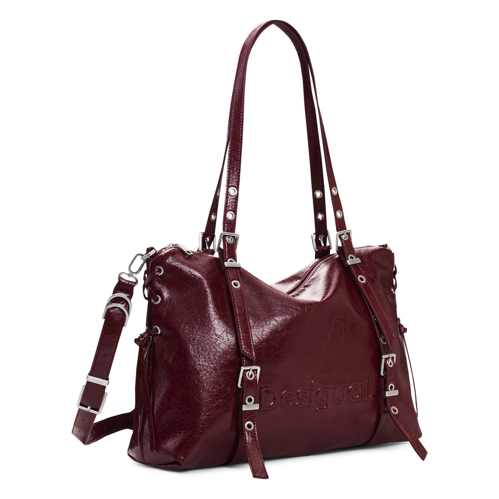 Leather-effect tote bag DESIGUAL Red