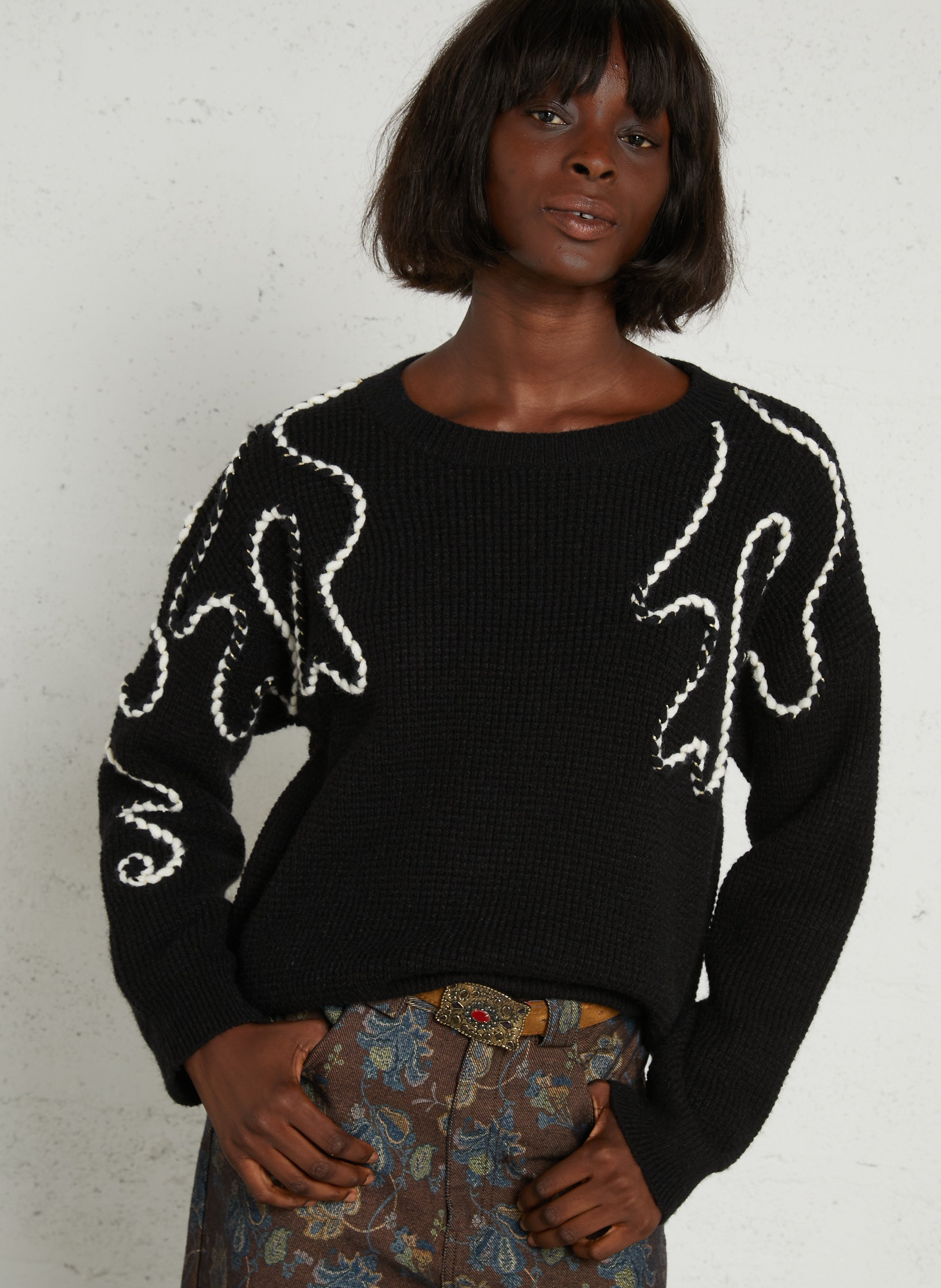 Weiter Pullover mit Rundhalsausschnitt THE KORNER Schwarz