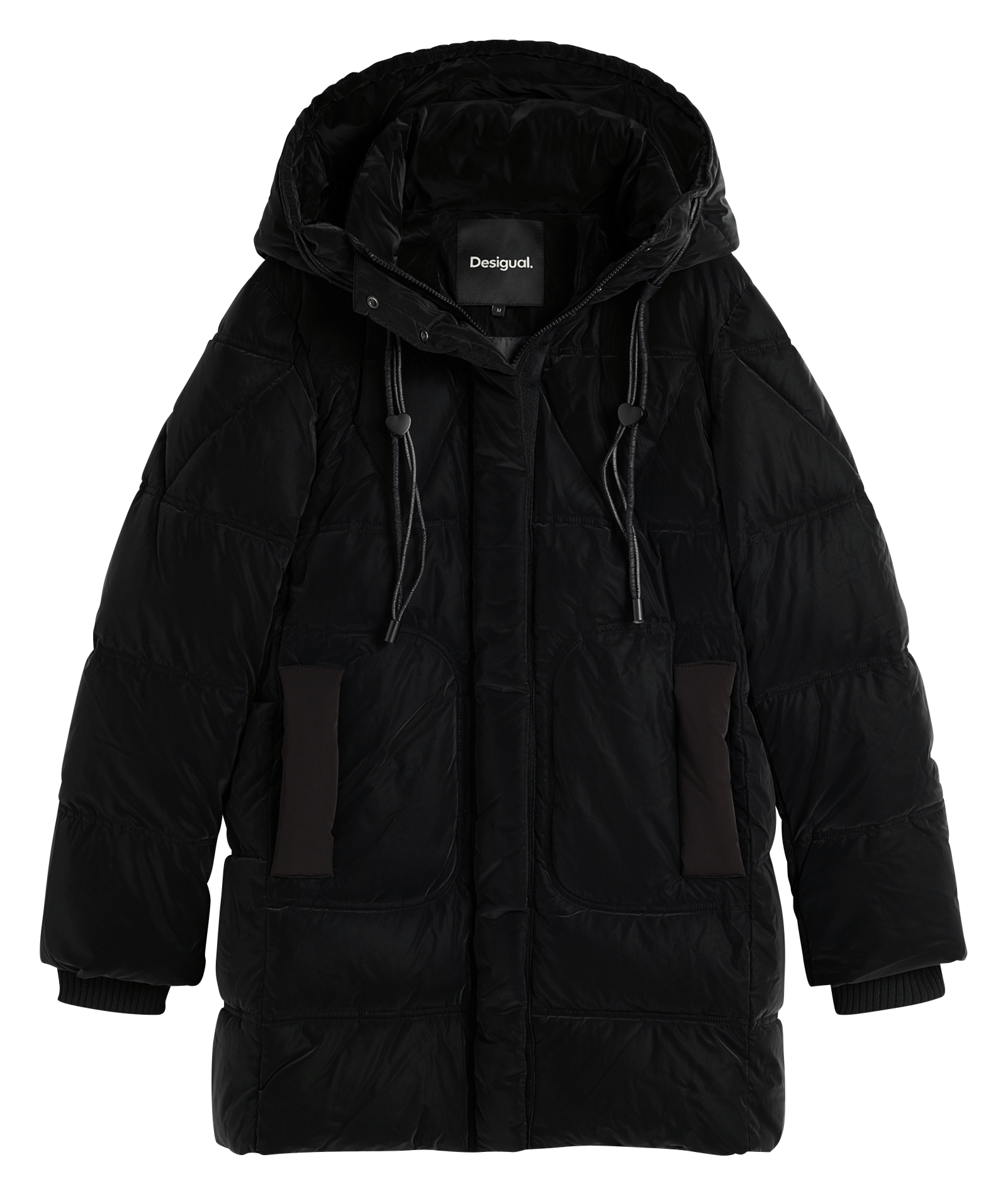 High-neck coat with hood DESIGUAL Black