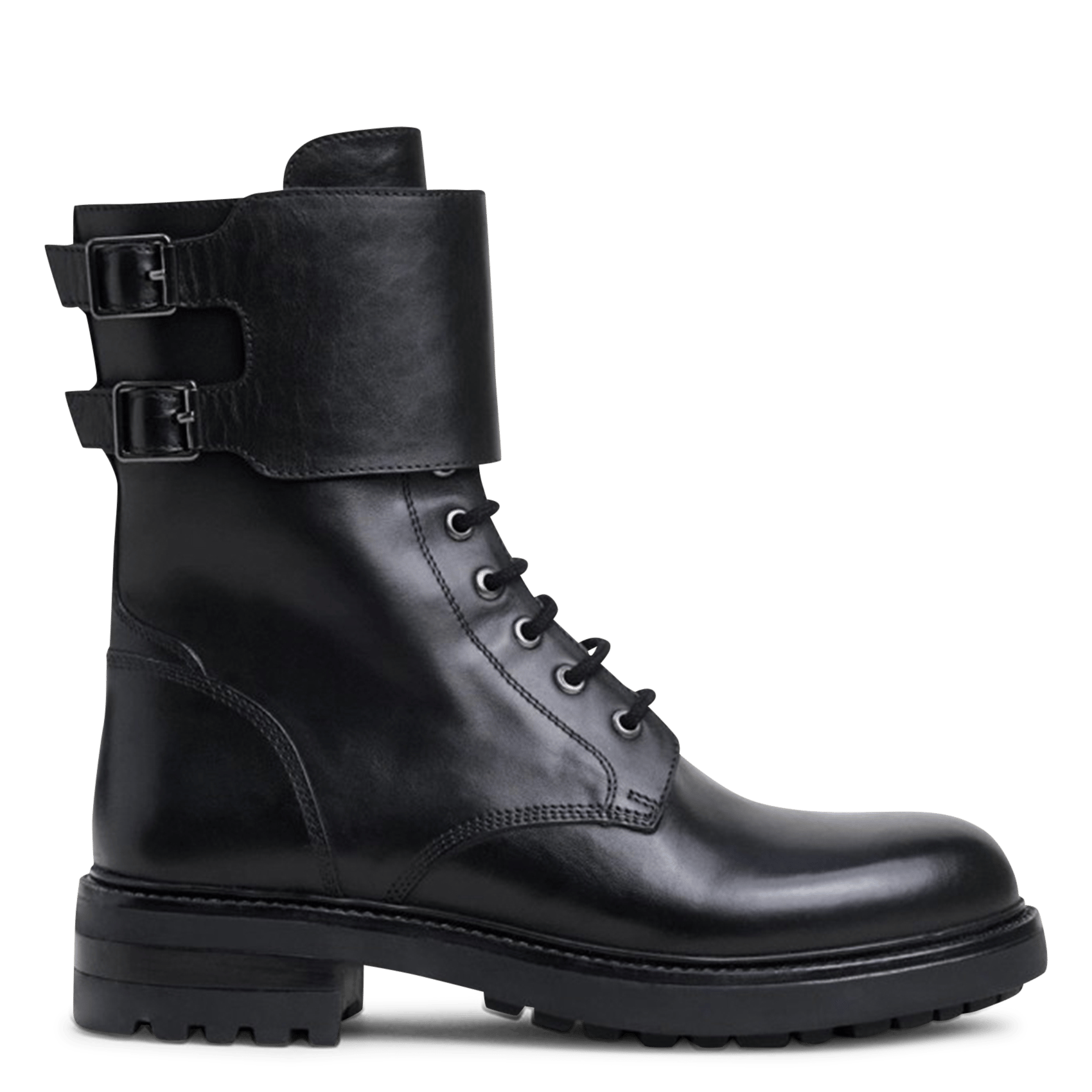Bottines à lacets et boucles en cuir JONAK Noir