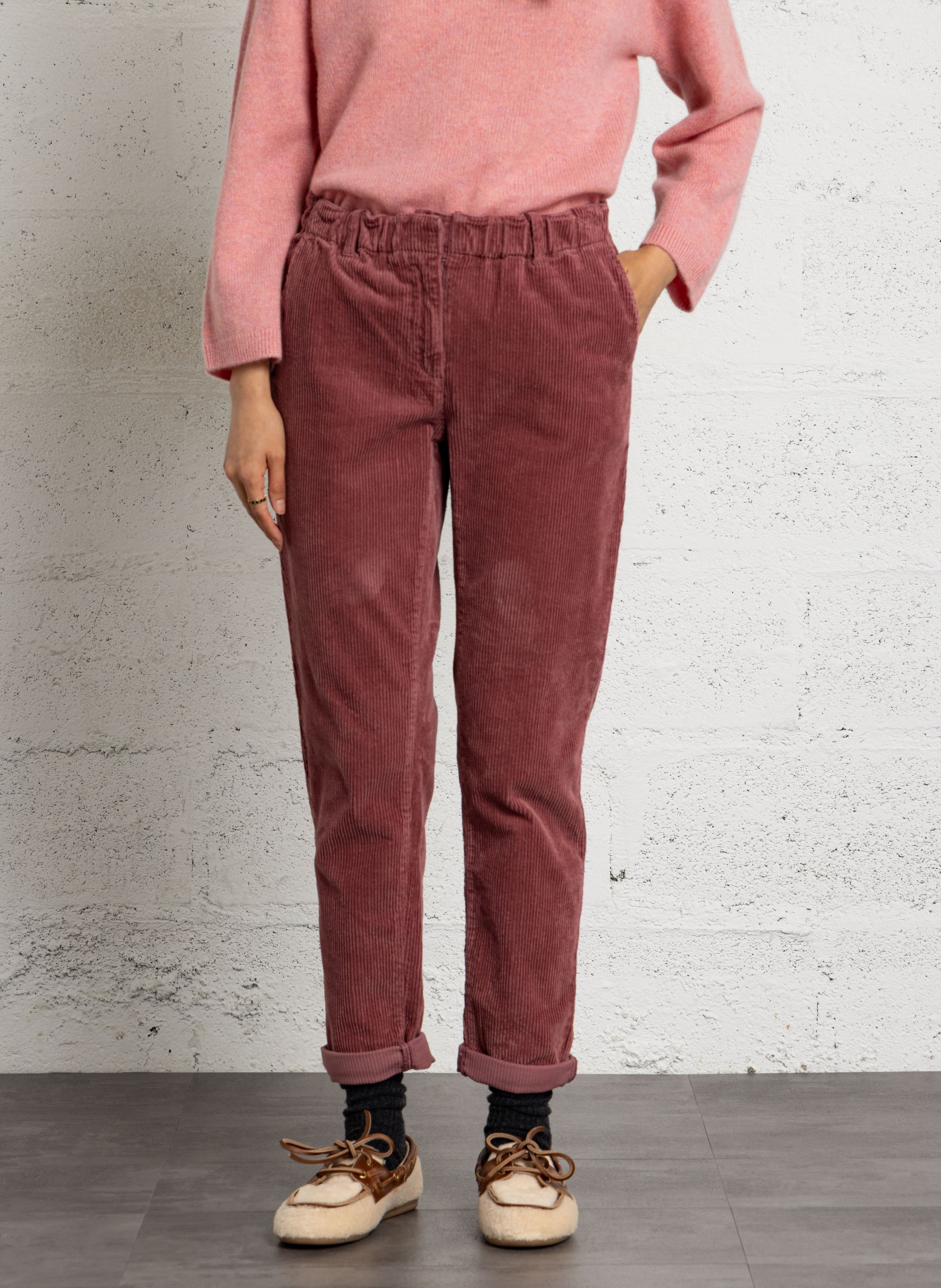 Pantalon carotte en coton MAISON 123 Rose