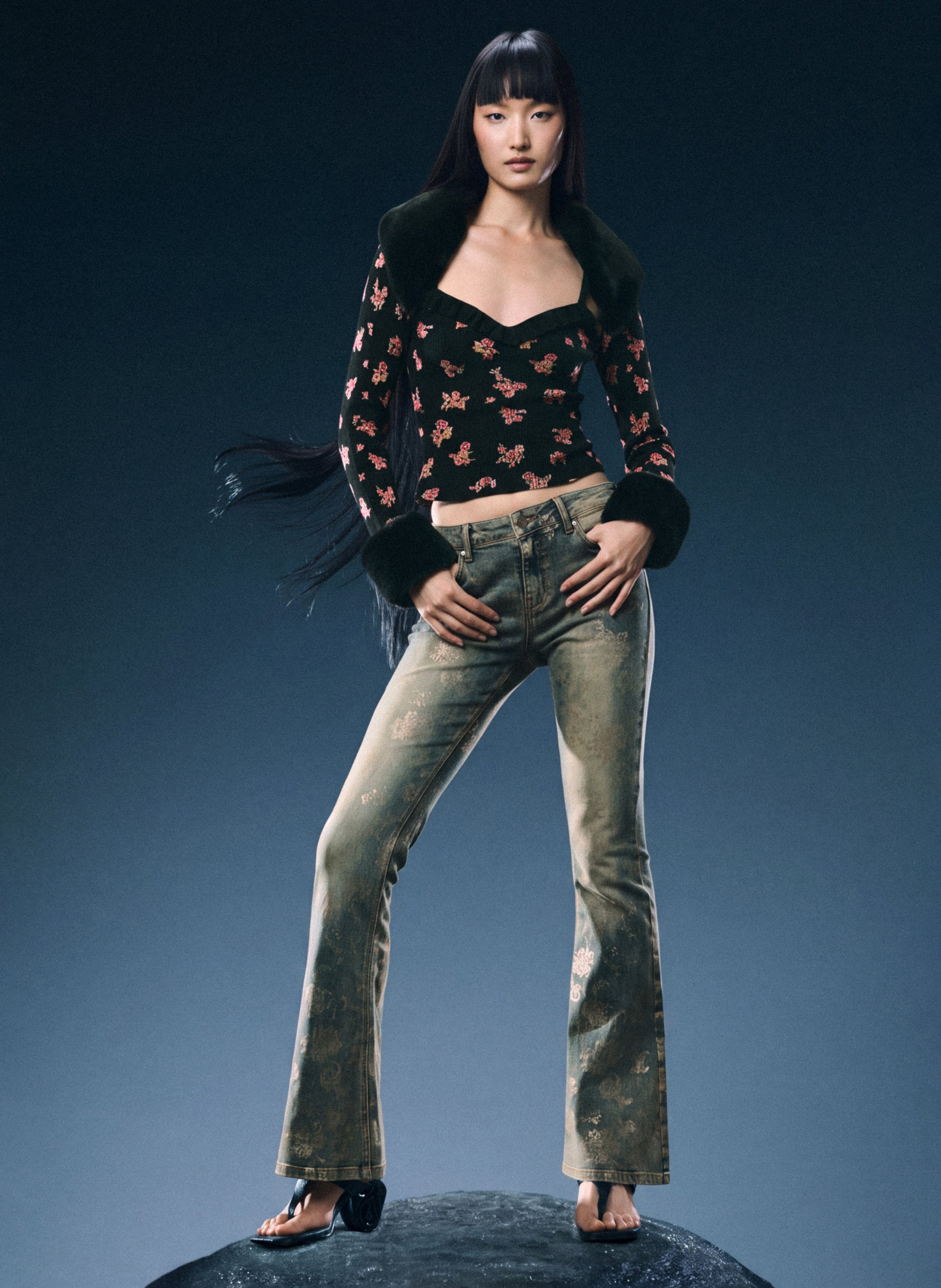 Jean évasé à motif  DESIGUAL Bleu