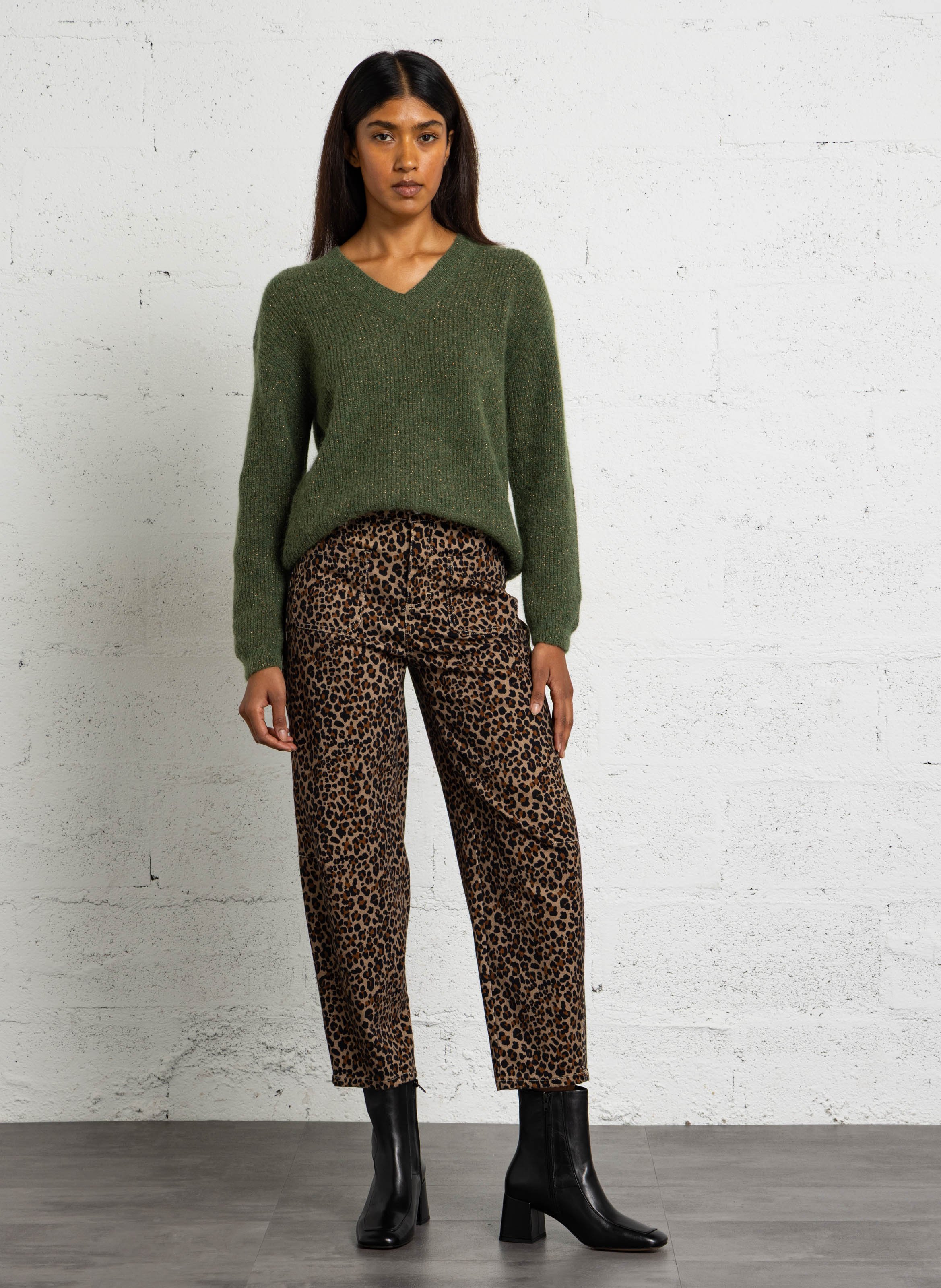 Balloon trousers in a cotton-blend print PLEASE Beige