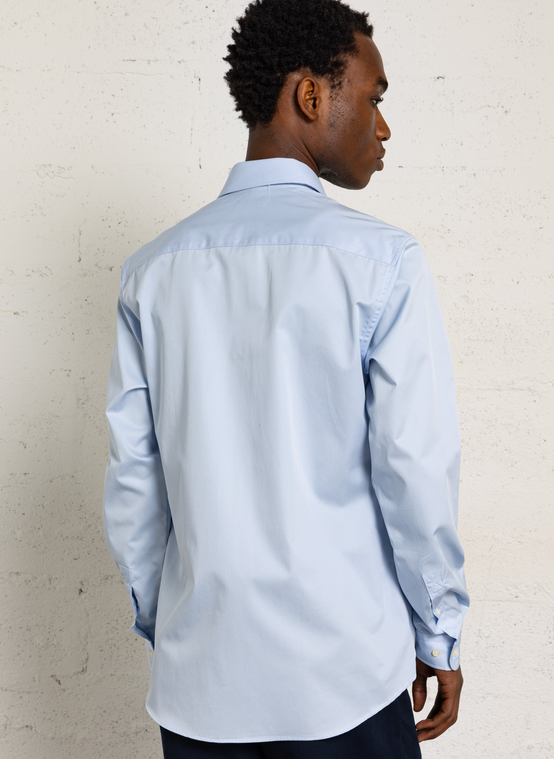 Chemise col classique en coton AU PRINTEMPS PARIS Bleu