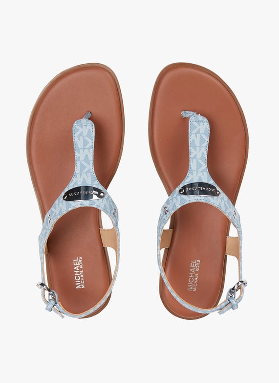 Logo Print Flat Sandals Chambray Michael Kors Women 40R5MKFA1B 464 CHAMBRAY Place des Tendances United Kingdom