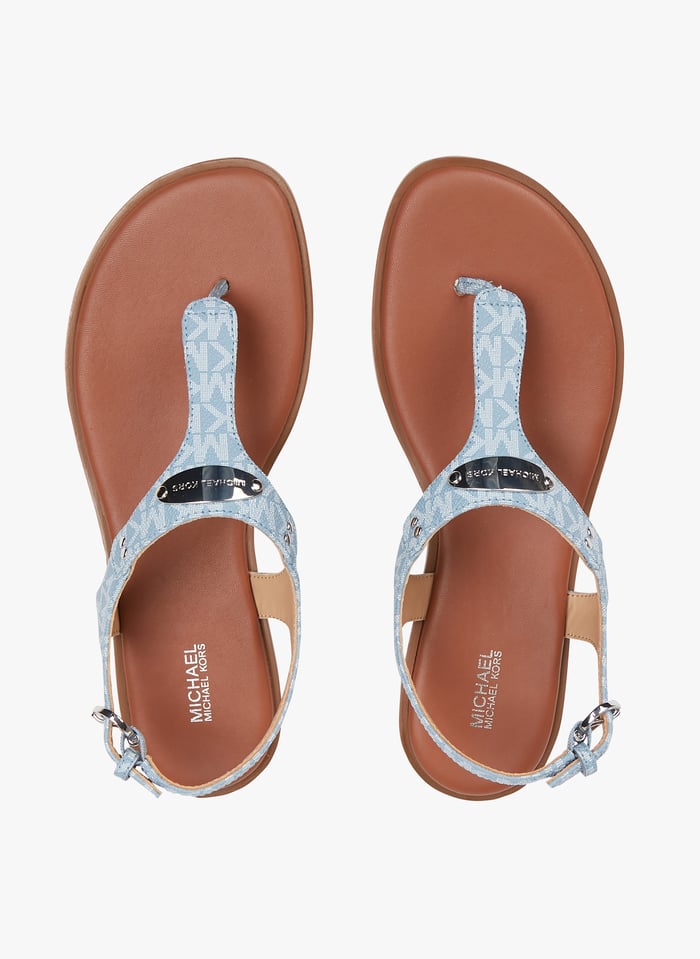 Sandalias planas estampado logo en azul