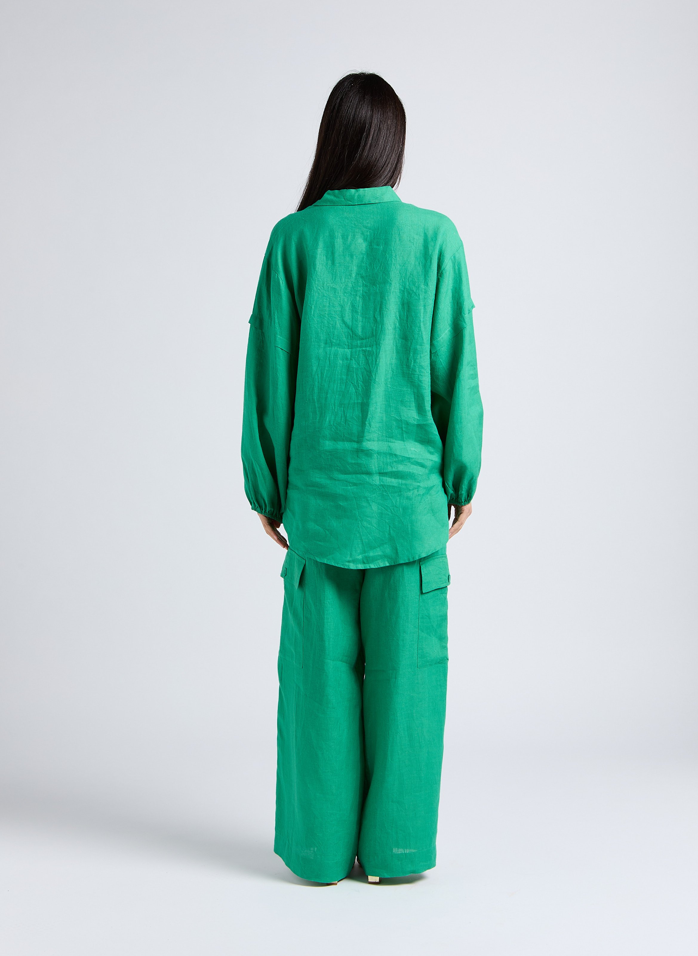 Loose-fit linen shirt Green