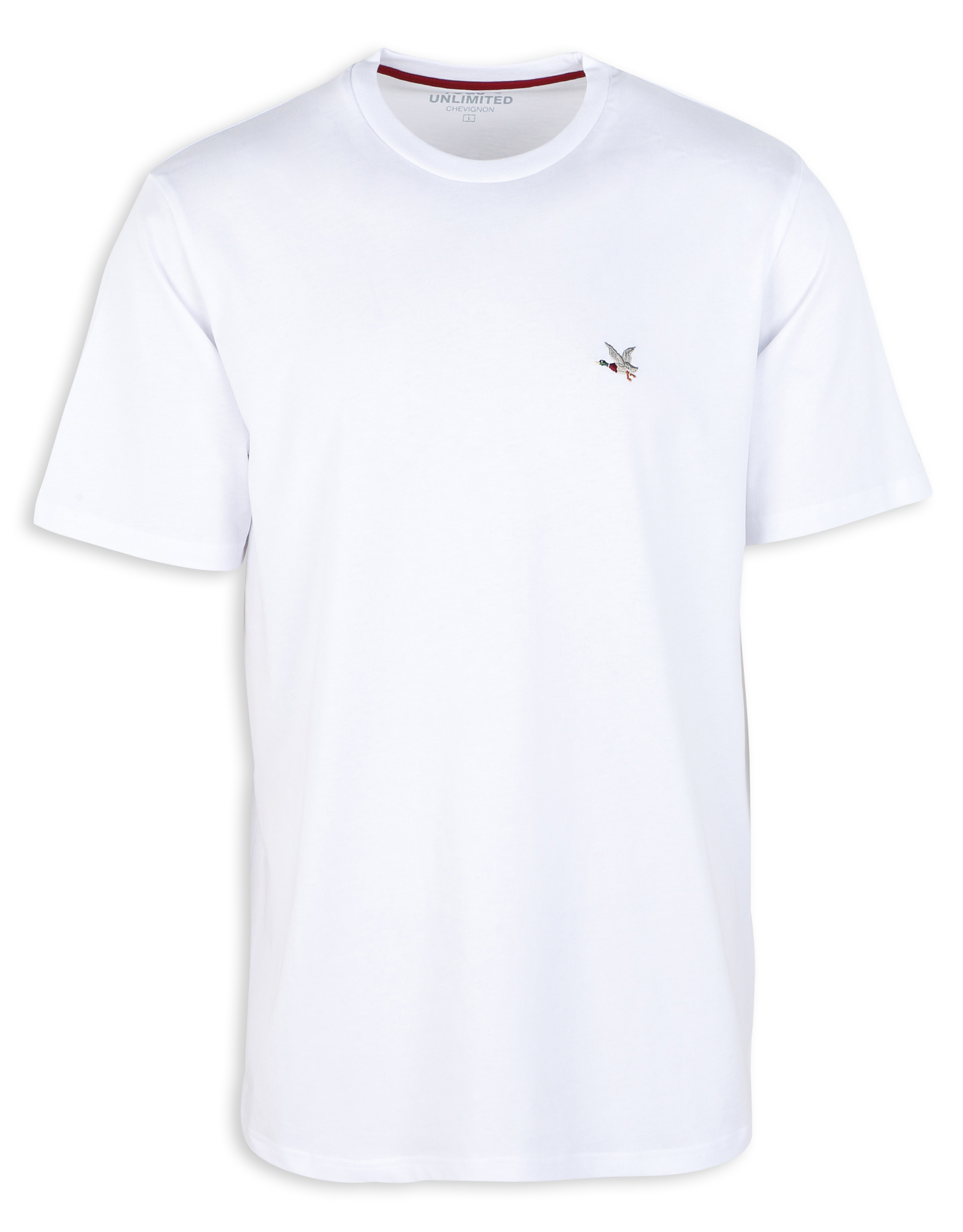 Staright embroidered round-neck cotton T-shirt CHEVIGNON White