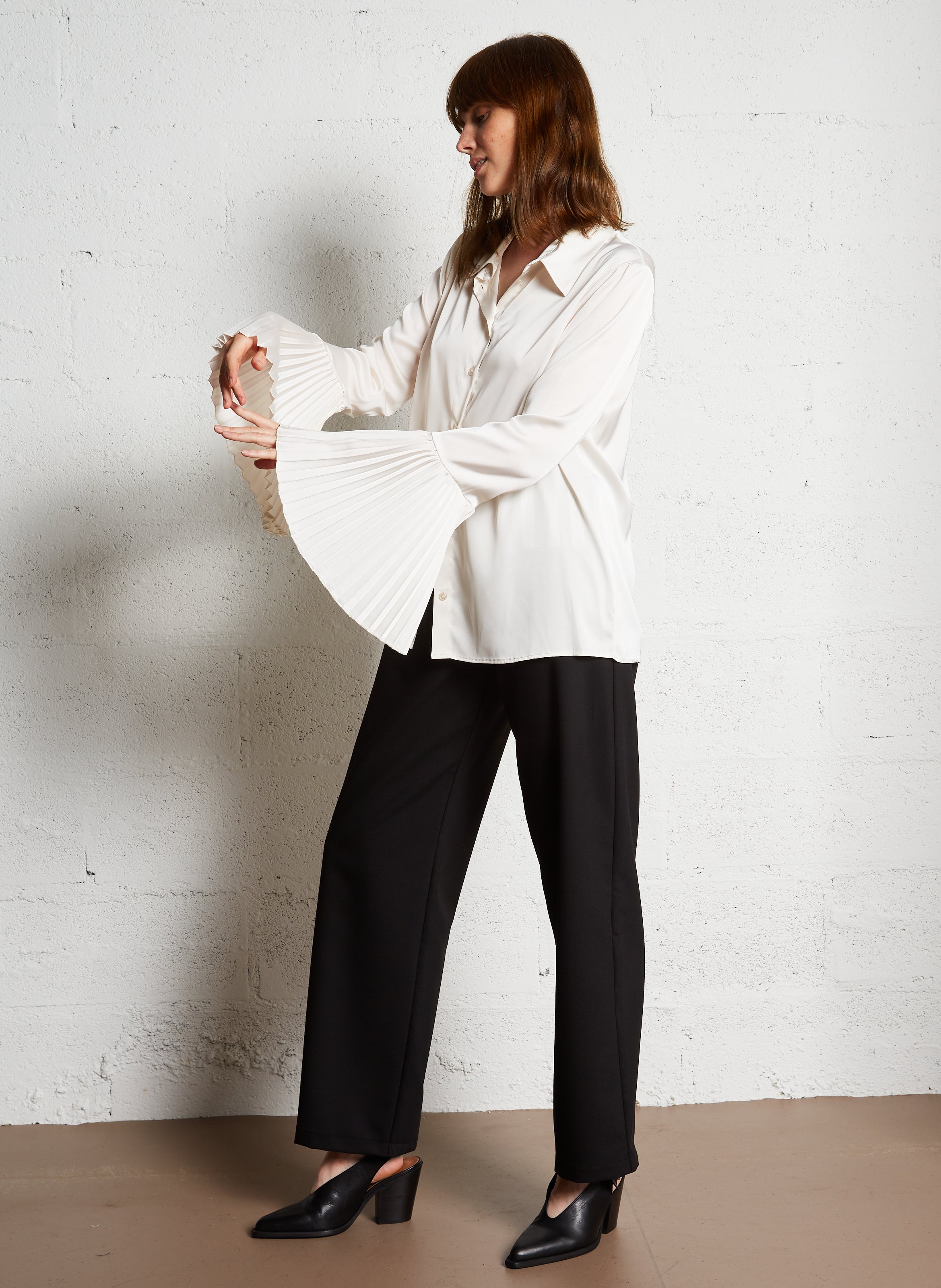 Pantalon large rayé à ceinture  IMPERIAL Noir