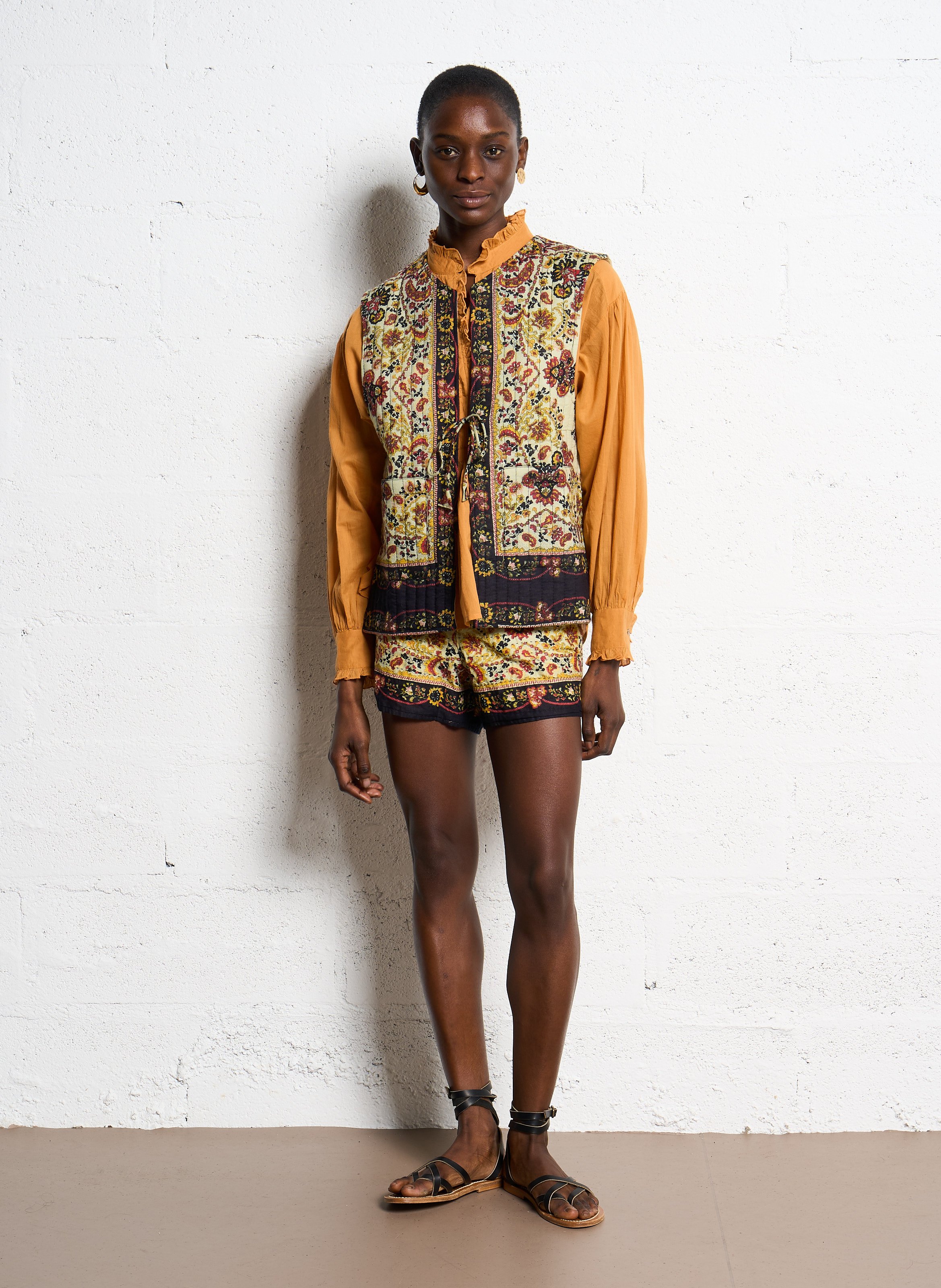 Baumwollbluse mit Stehkragen ANTIK BATIK Braun