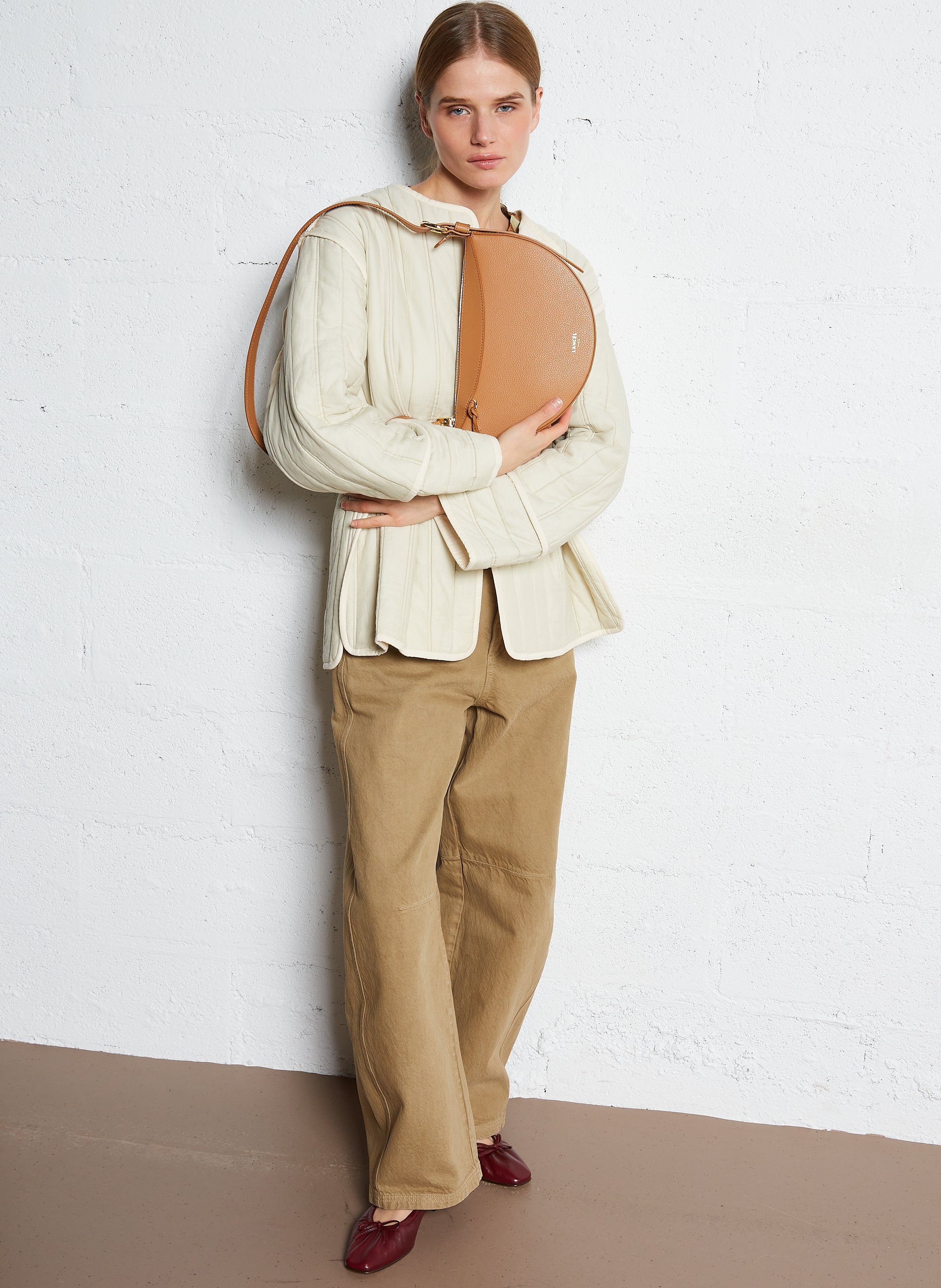 Sac demie lune en cuir  LANCEL Beige