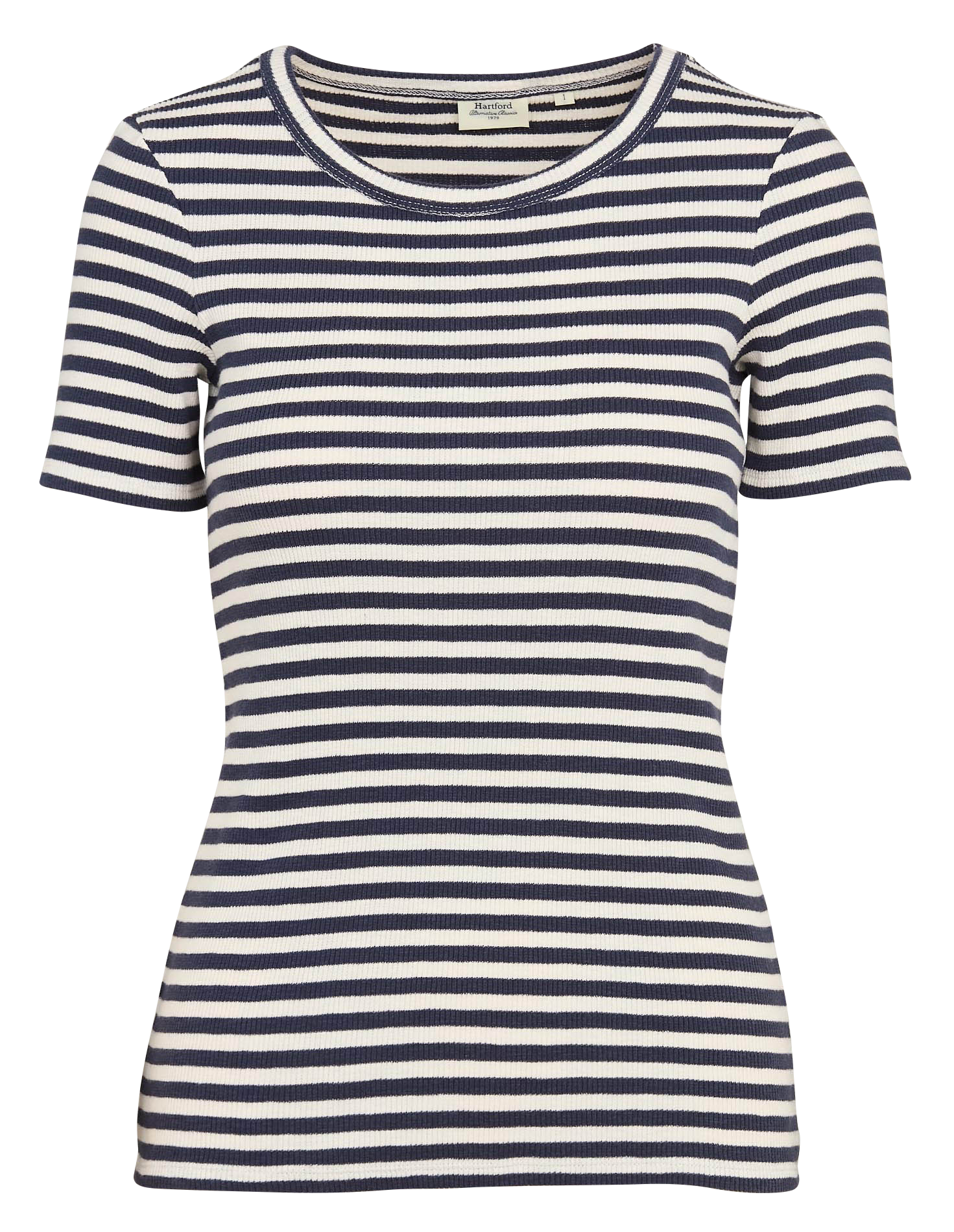 Fitted round-neck cotton-blend T-shirt HARTFORD Blue