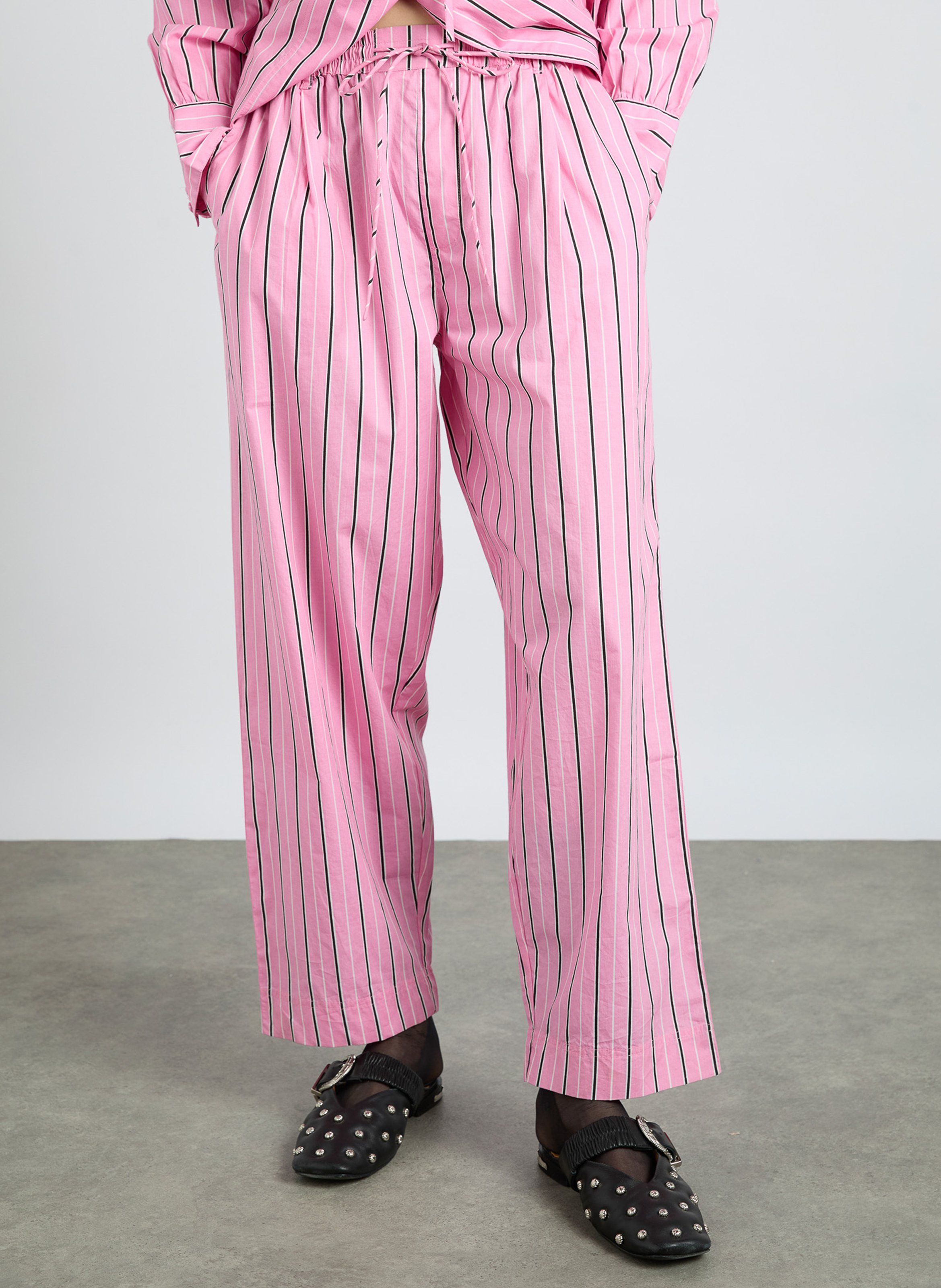 Elasticated straight leg striped trousers DAMSON MADDER Pink