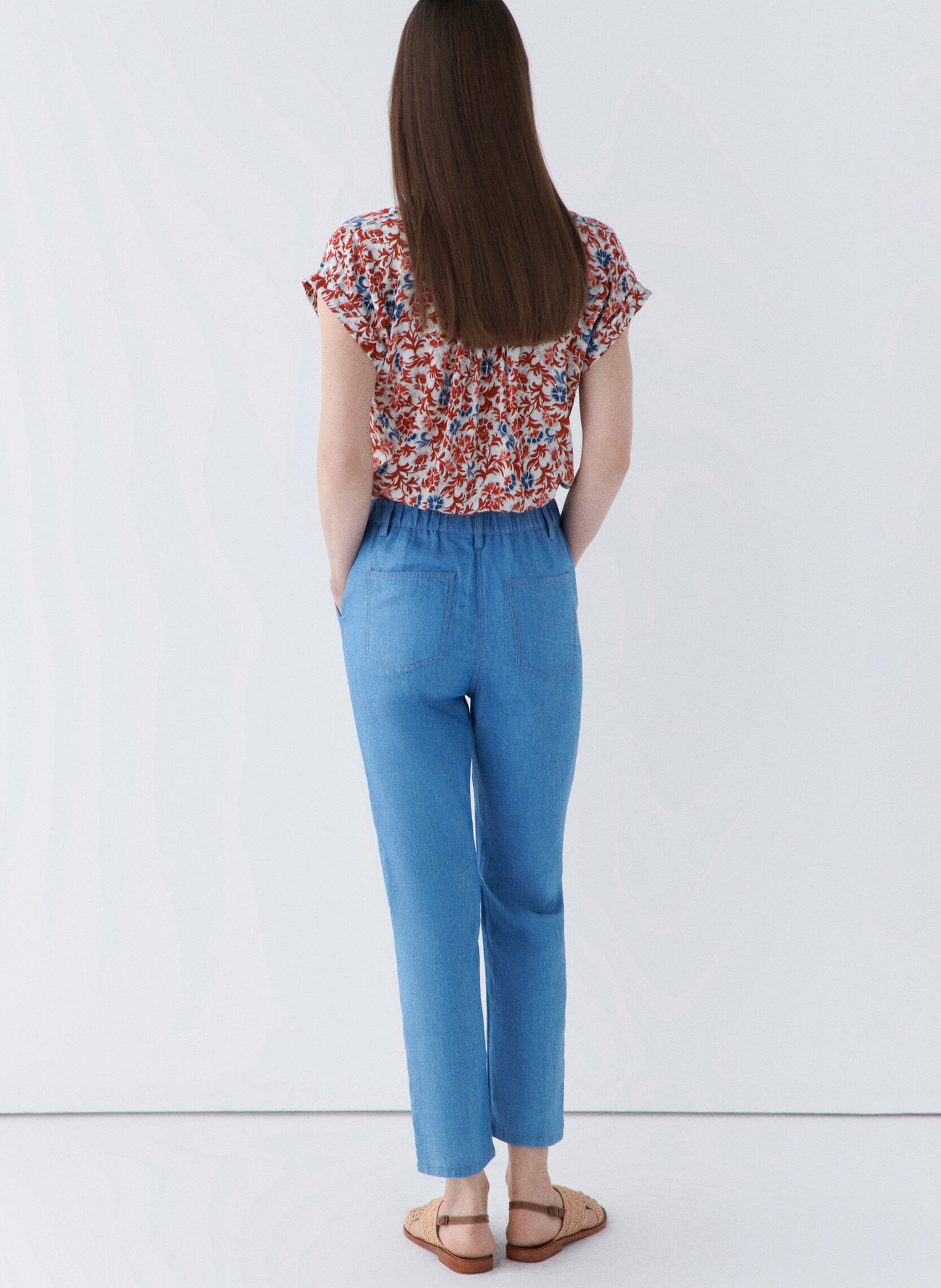 Carrot 7/8 length trousers plain CAROLL Blue