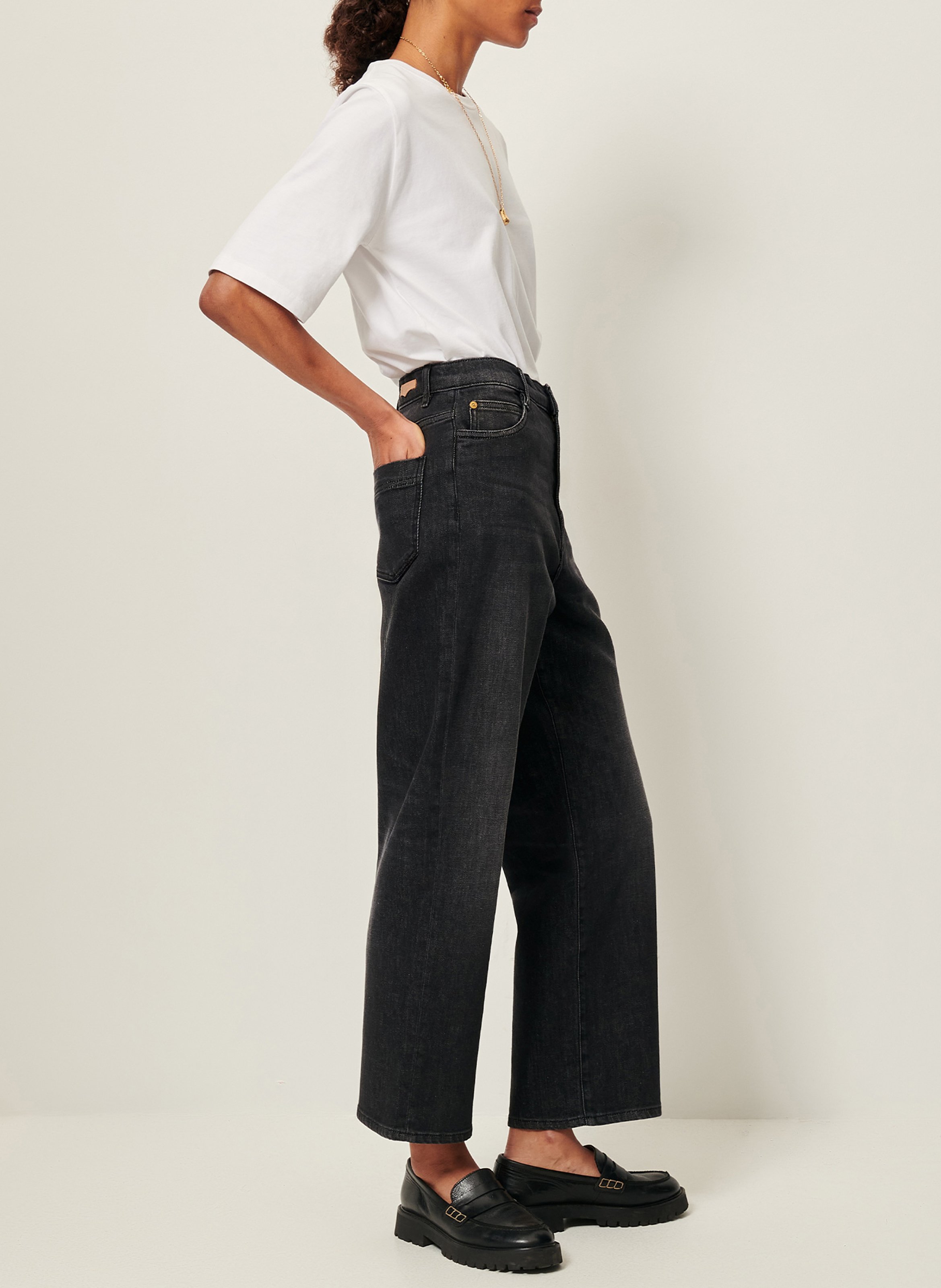 Jean droit taille haute en coton SESSUN Noir