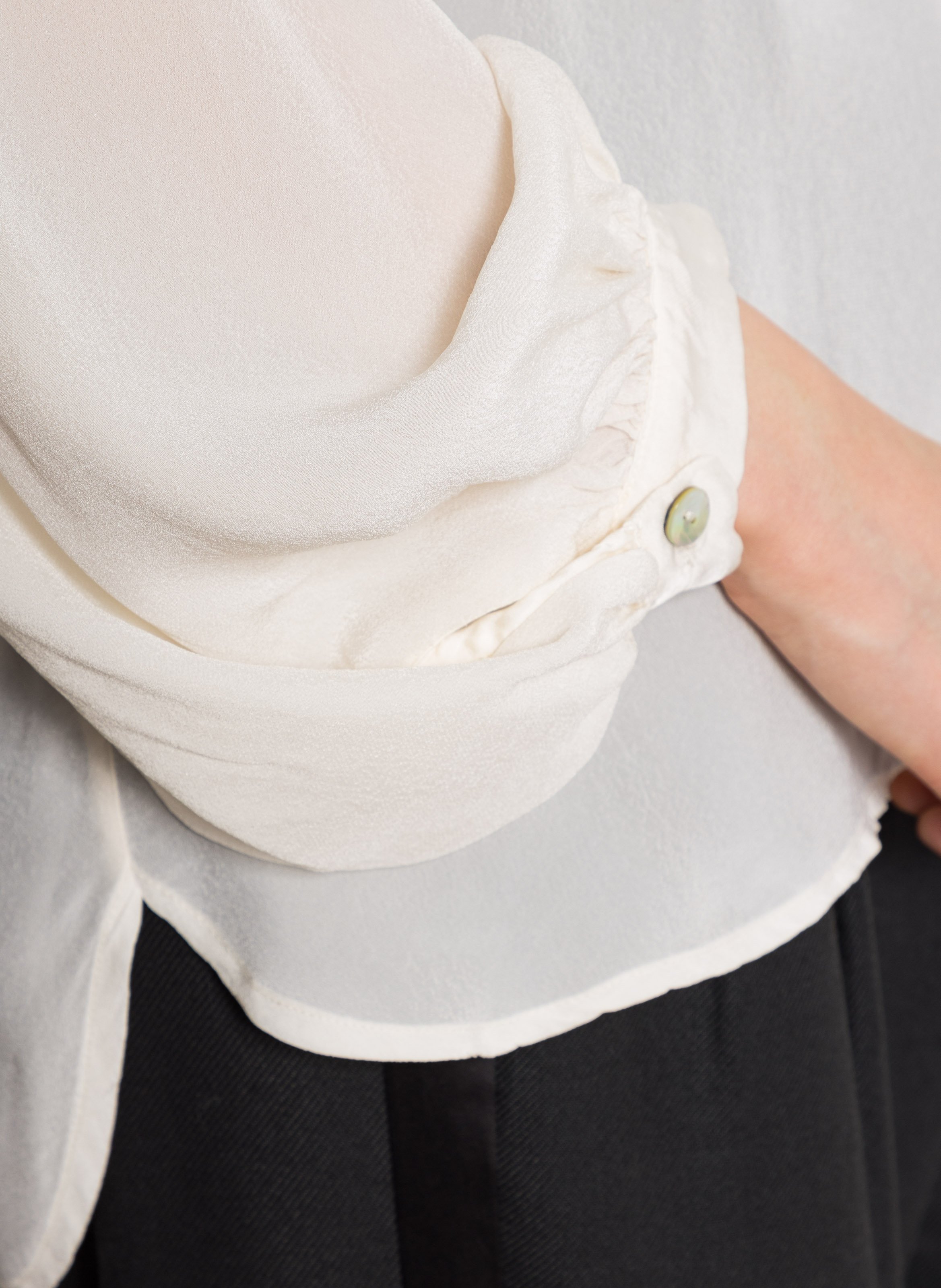 Round-neck satin blouse MAISON HOTEL Beige