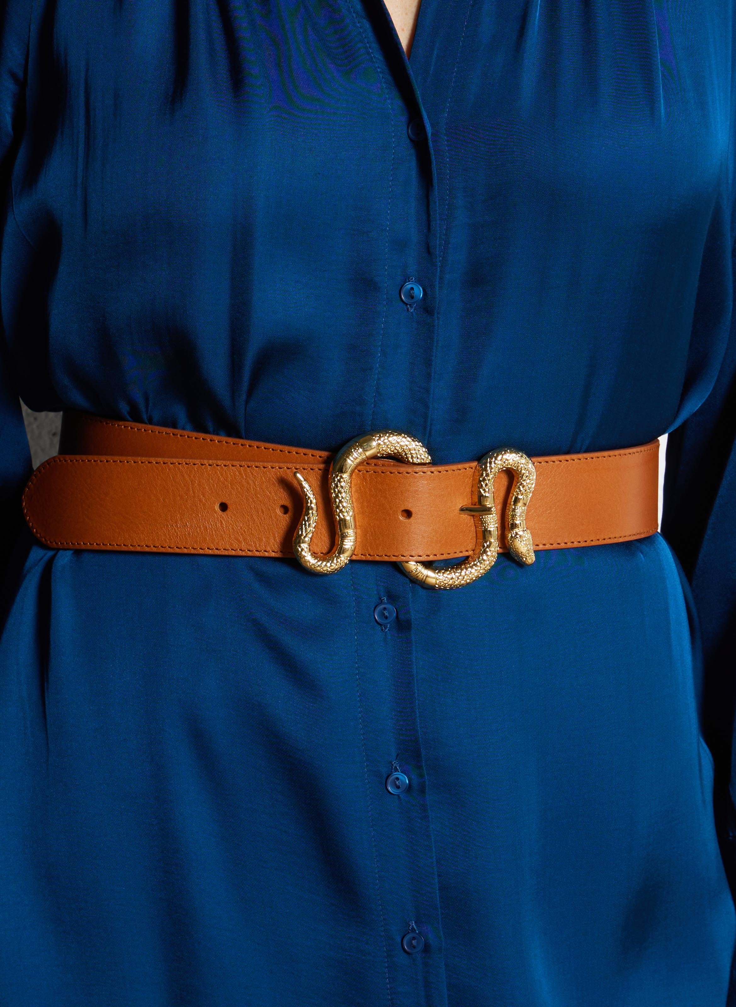 Ceinture en cuir HERBERT FRERE SOEUR Marron