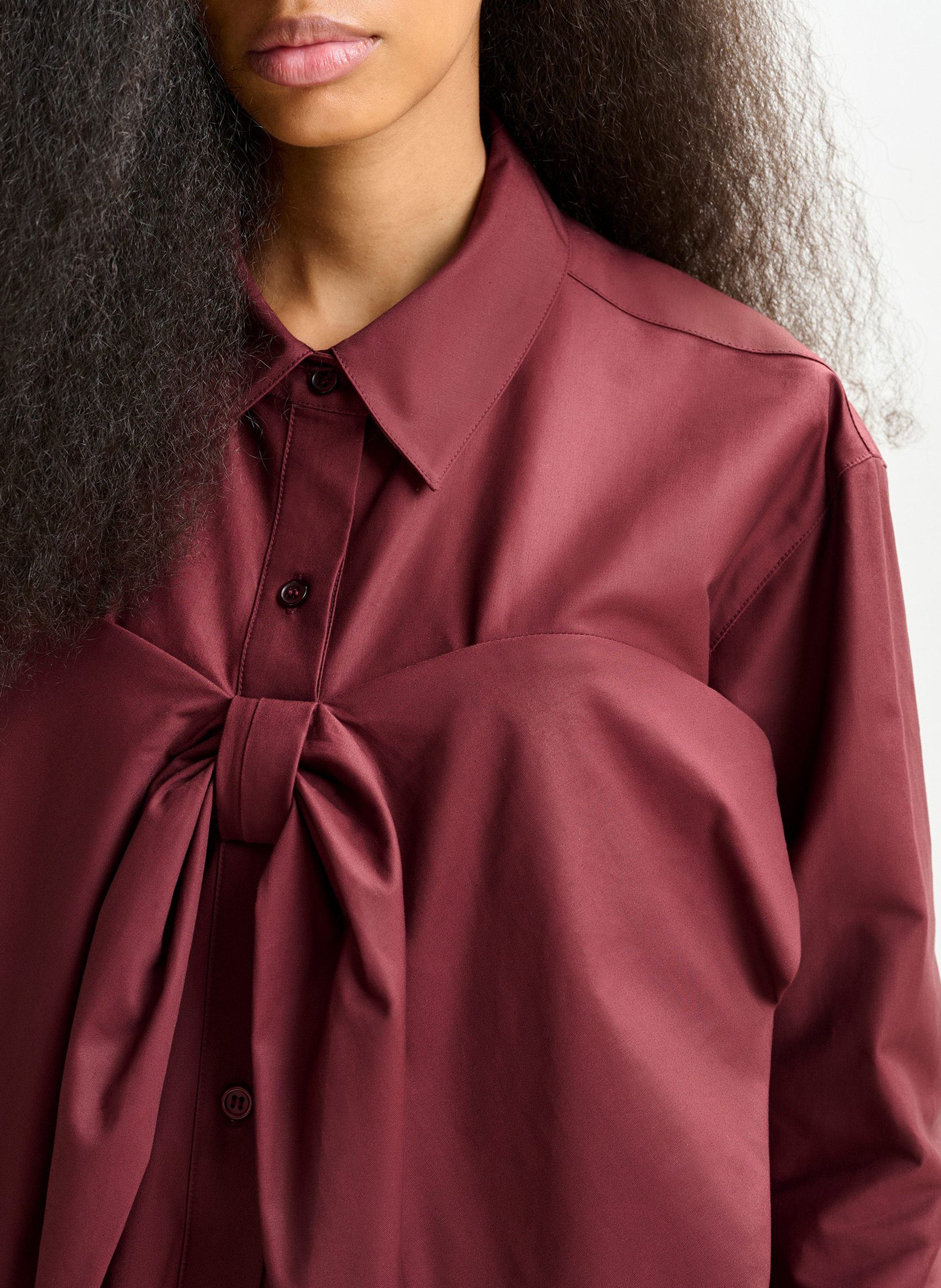 Cotton and linen shirt with classic collar ESSENTIEL ANTWERP Red