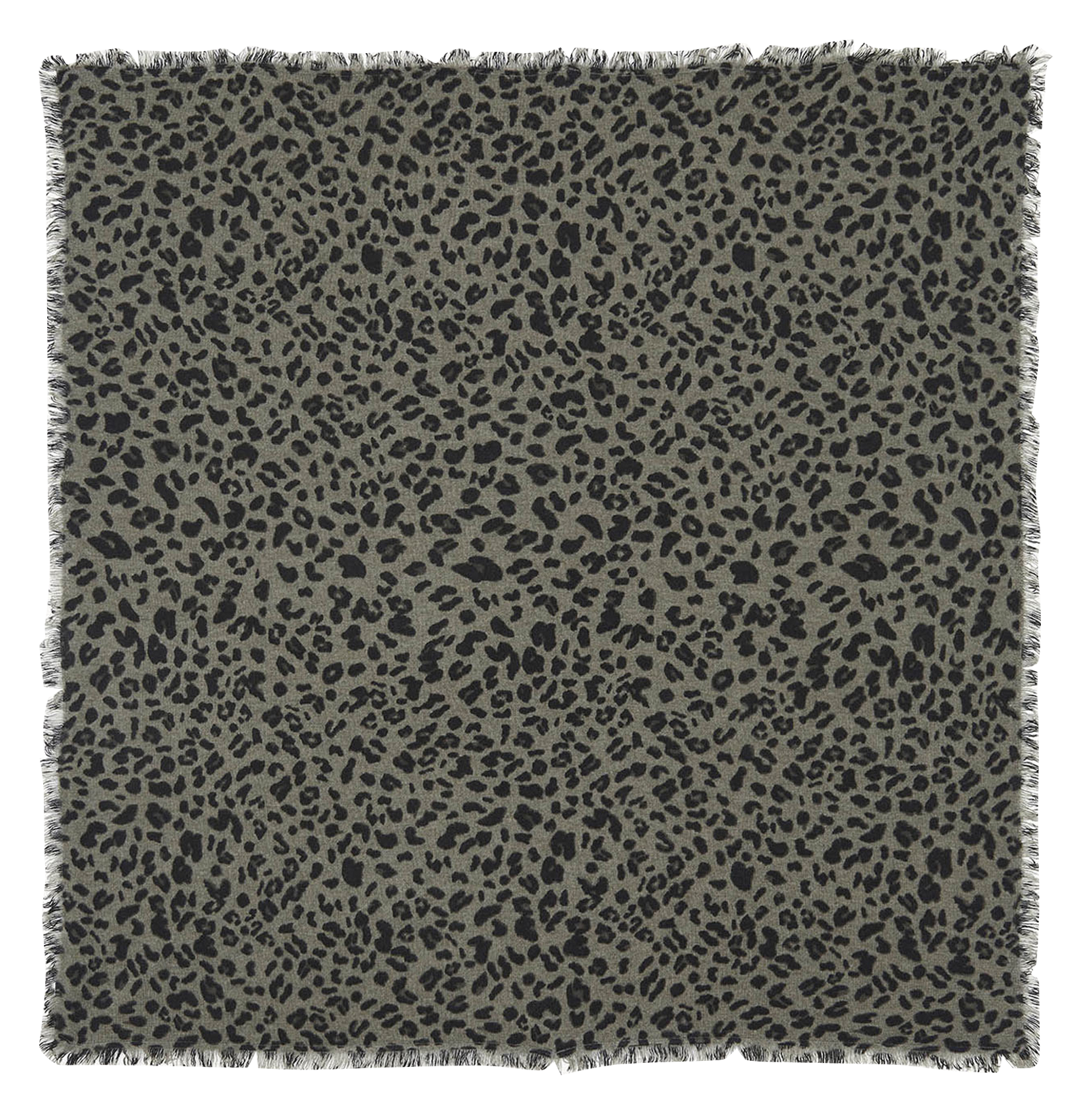 Foulard imprimé léopard en cachemire KUJTEN Kaki
