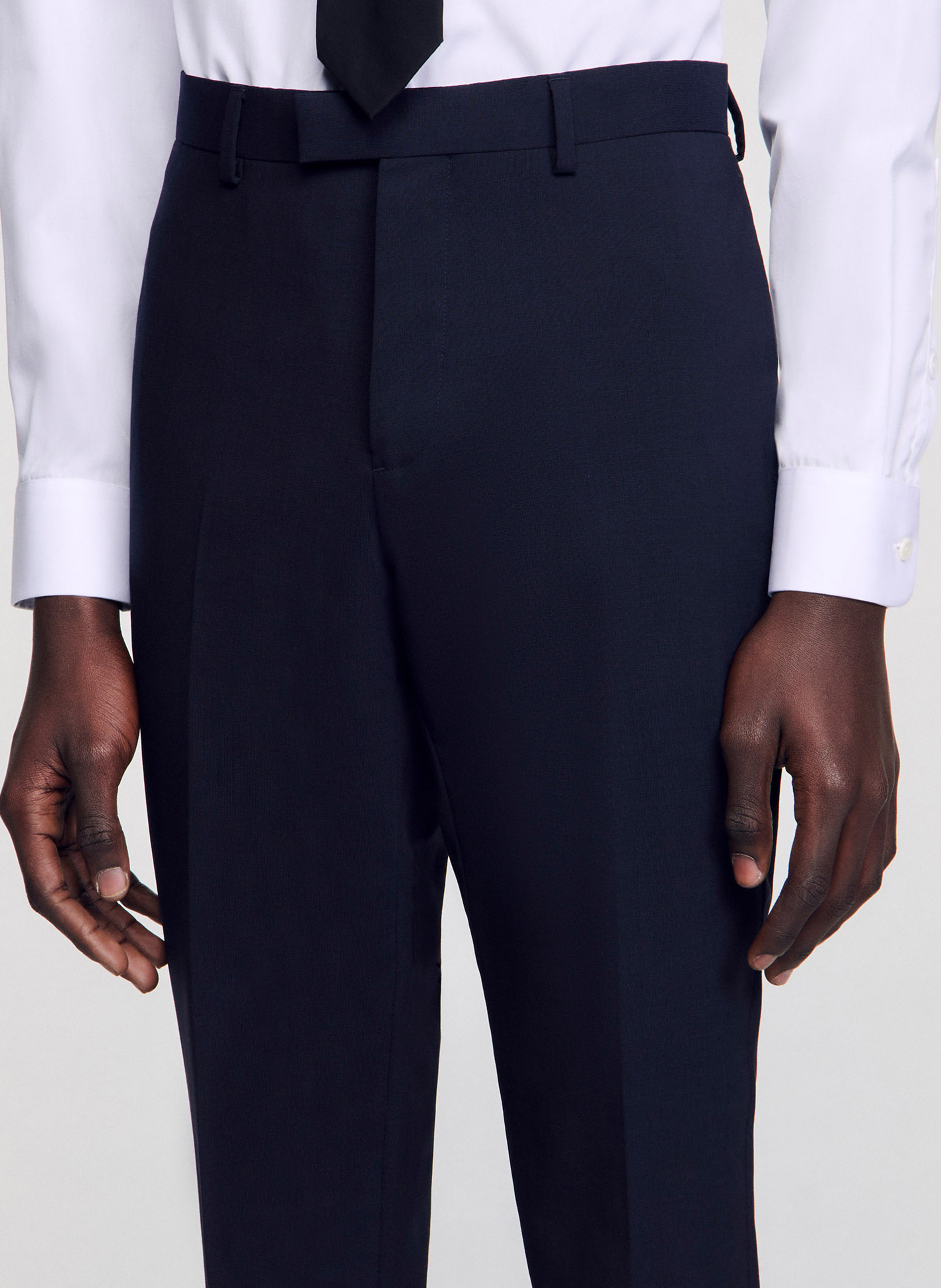 Wollen broek met bandplooien SANDRO Blauw