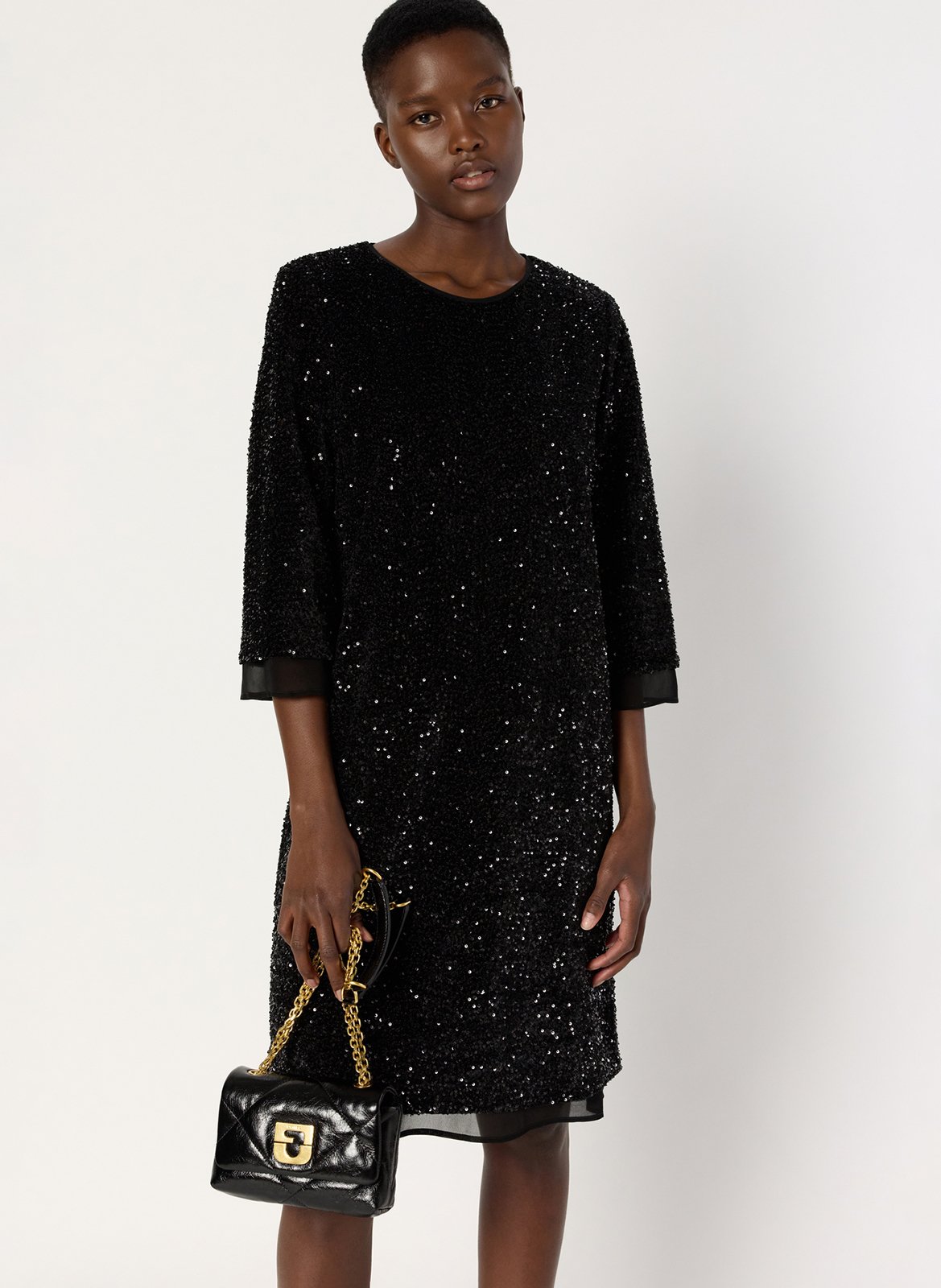 Robe midi à sequins col rond GERARD DAREL Noir