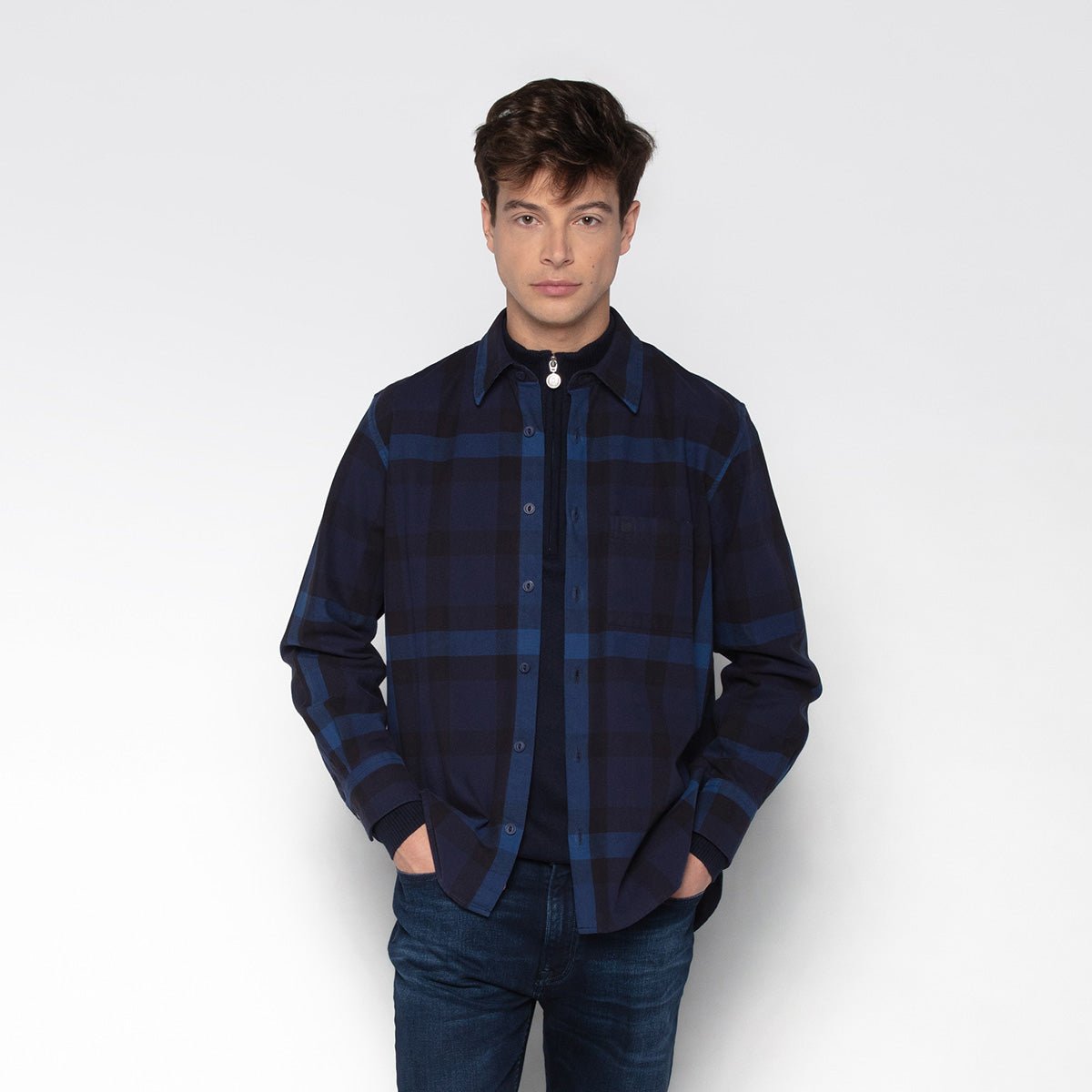 Long-sleeved velvet shirt SERGE BLANCO Blue