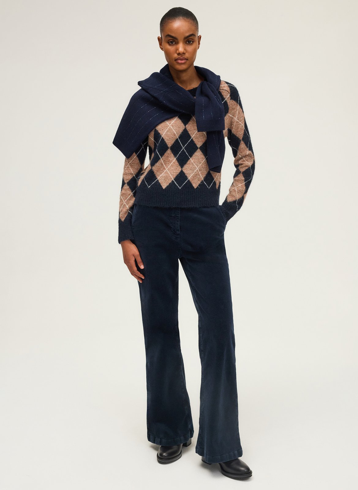 Broek met wijd uitlopende pijpen | katoenblend PABLO Blauw