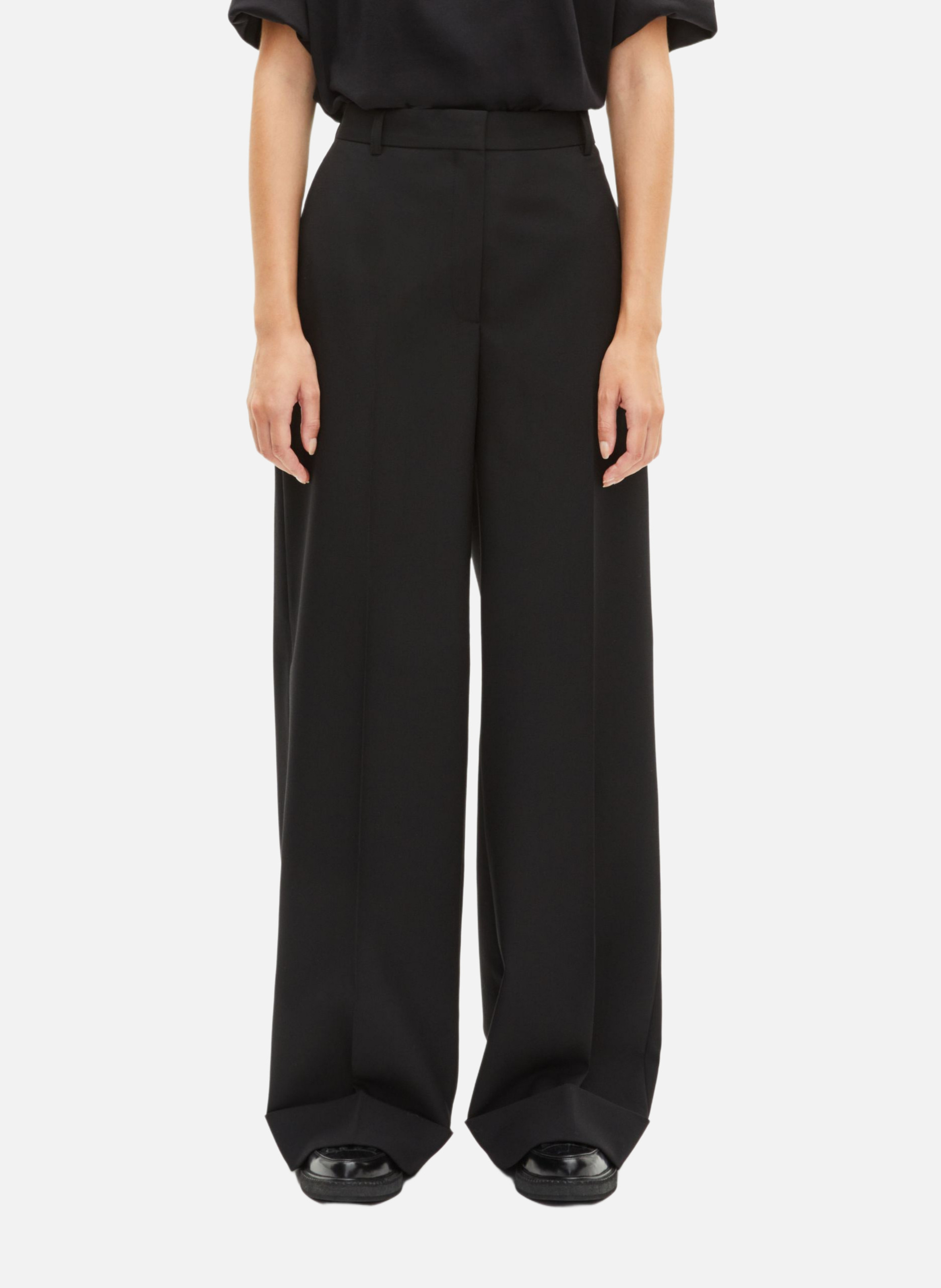 Wide-leg trousers with cuffs THE KOOPLES Black