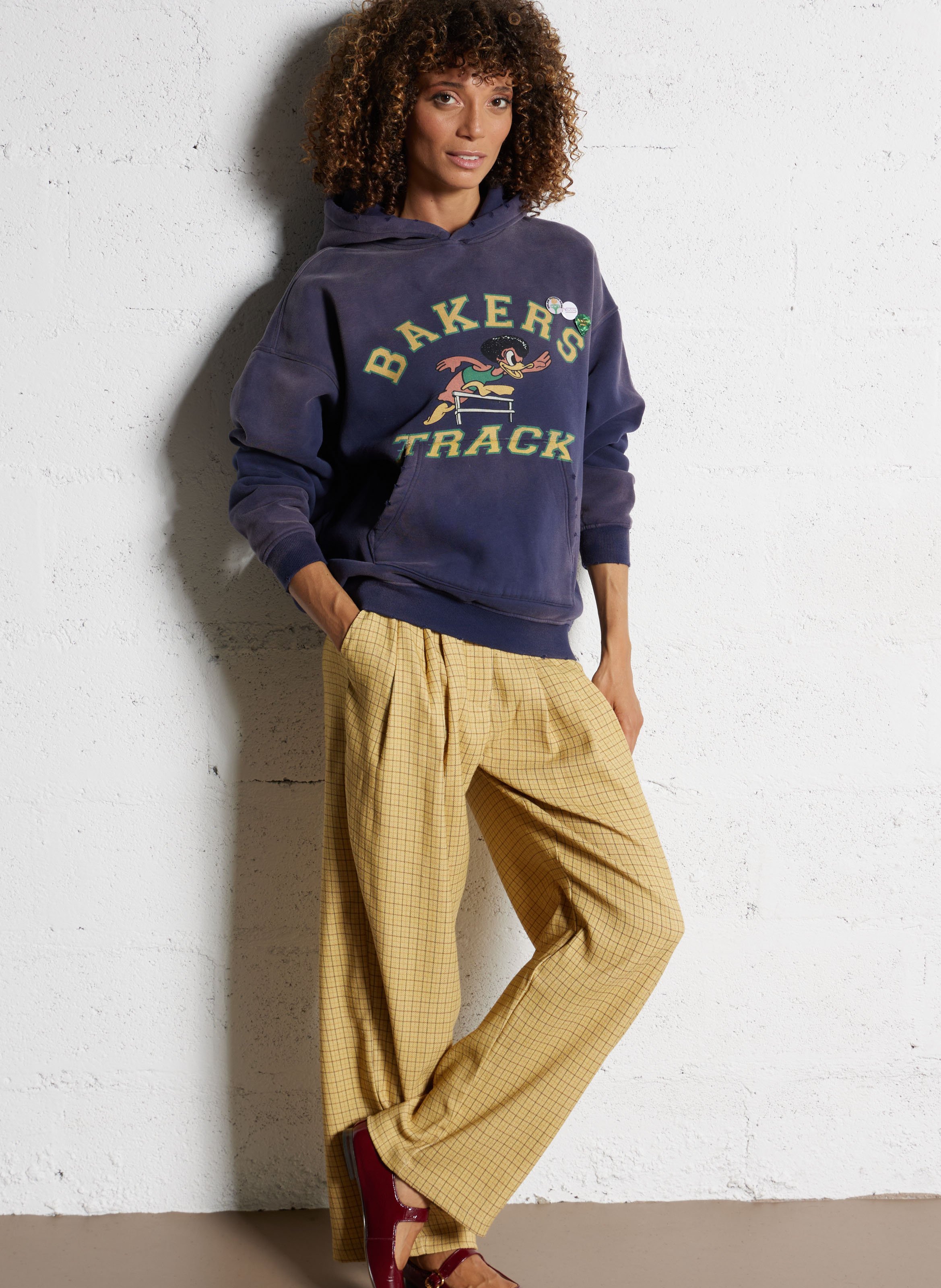 Loose-fit cotton-blend hoodie with screen print NEWTONE Blue