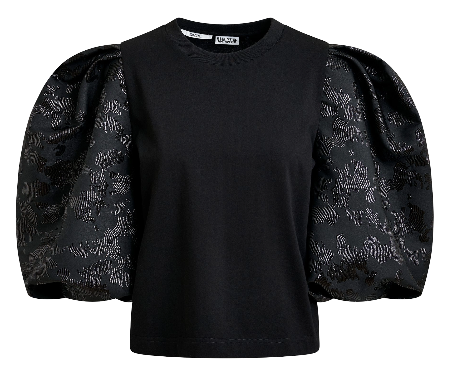Top droit col rond en coton ESSENTIEL ANTWERP Noir