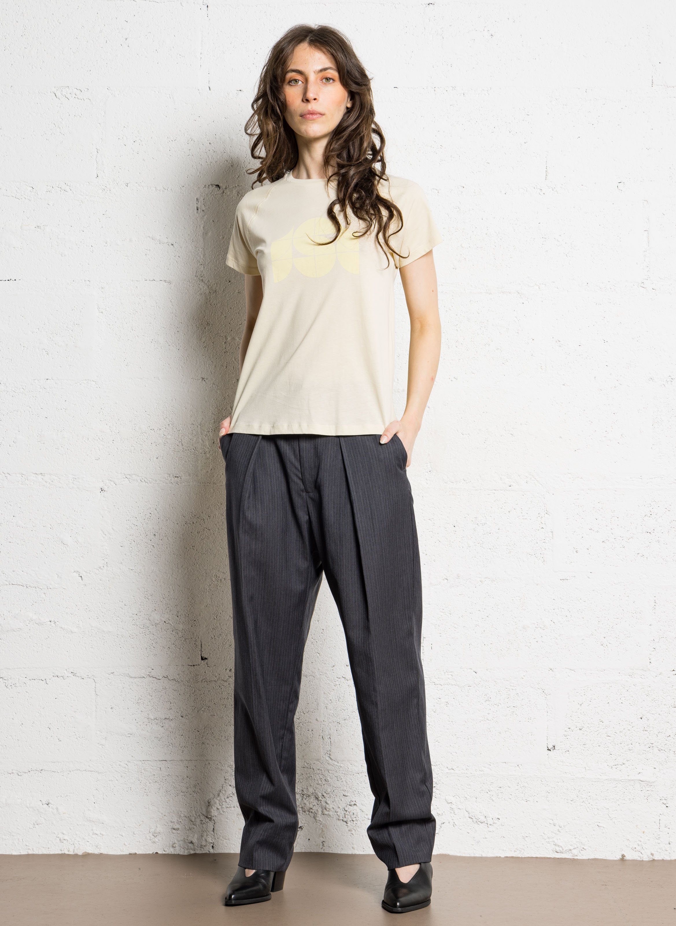 Tee-shirt sérigraphié en coton SOEUR Jaune