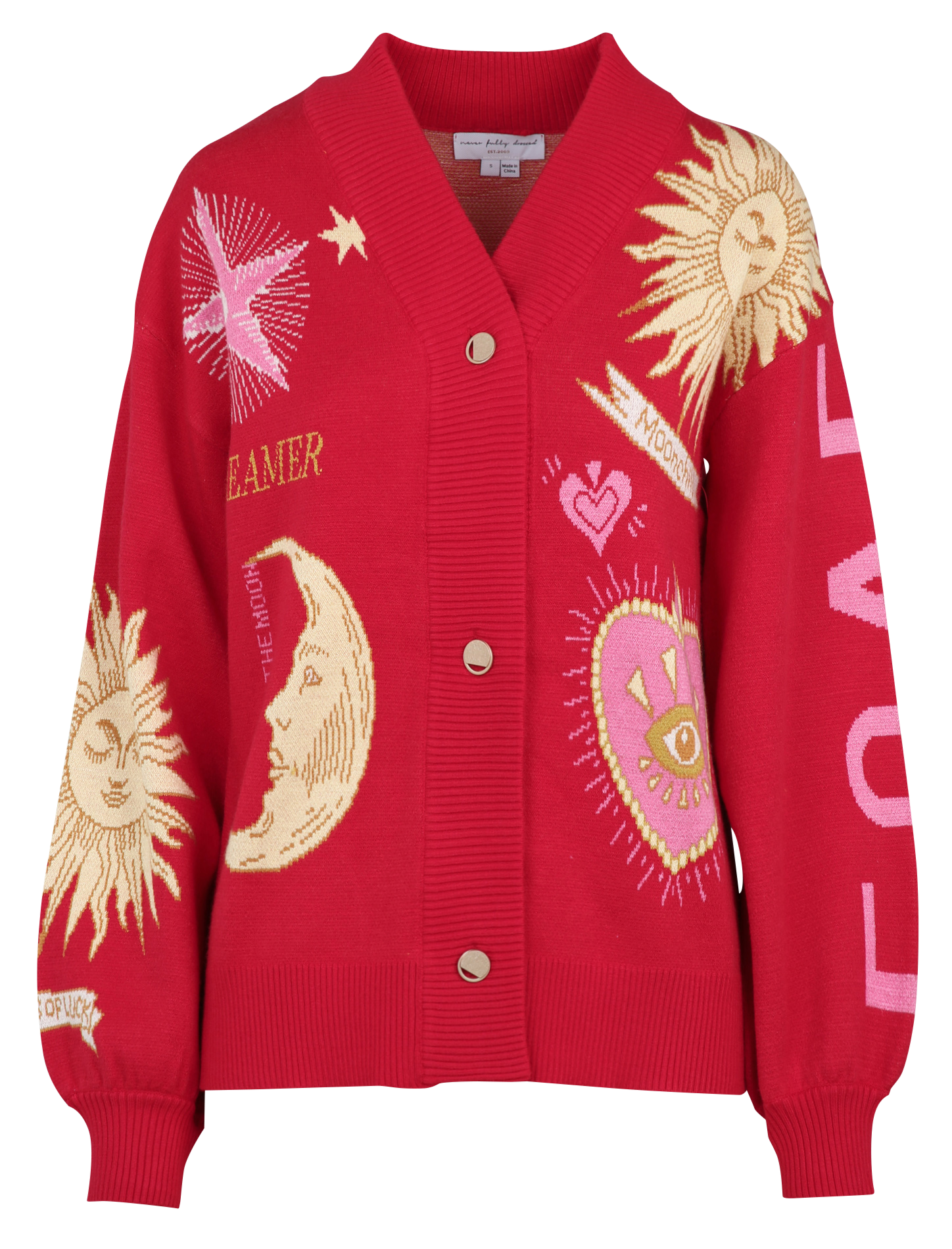 Gilet droit col V imprimé NEVER FULLY DRESSED Rouge