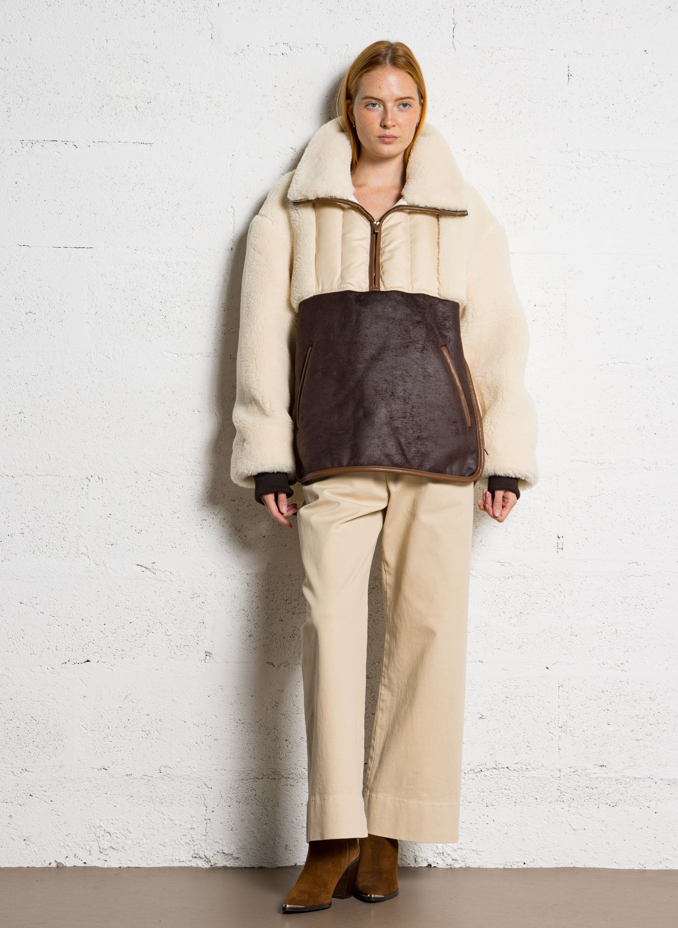 Manteau ample effet patchwork MES DEMOISELLES Beige