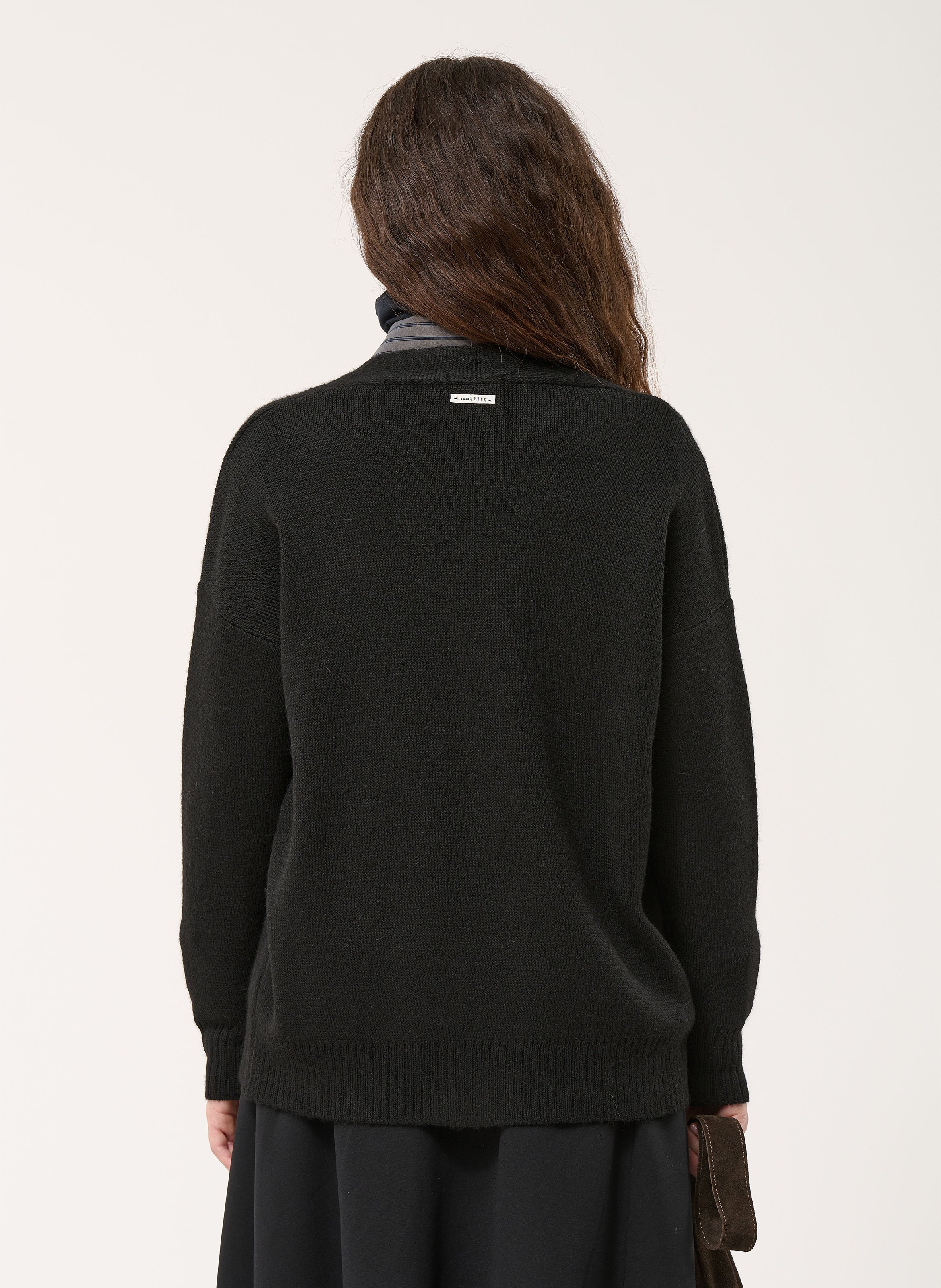 Gilet oversize col V en maille HUMILITY Noir