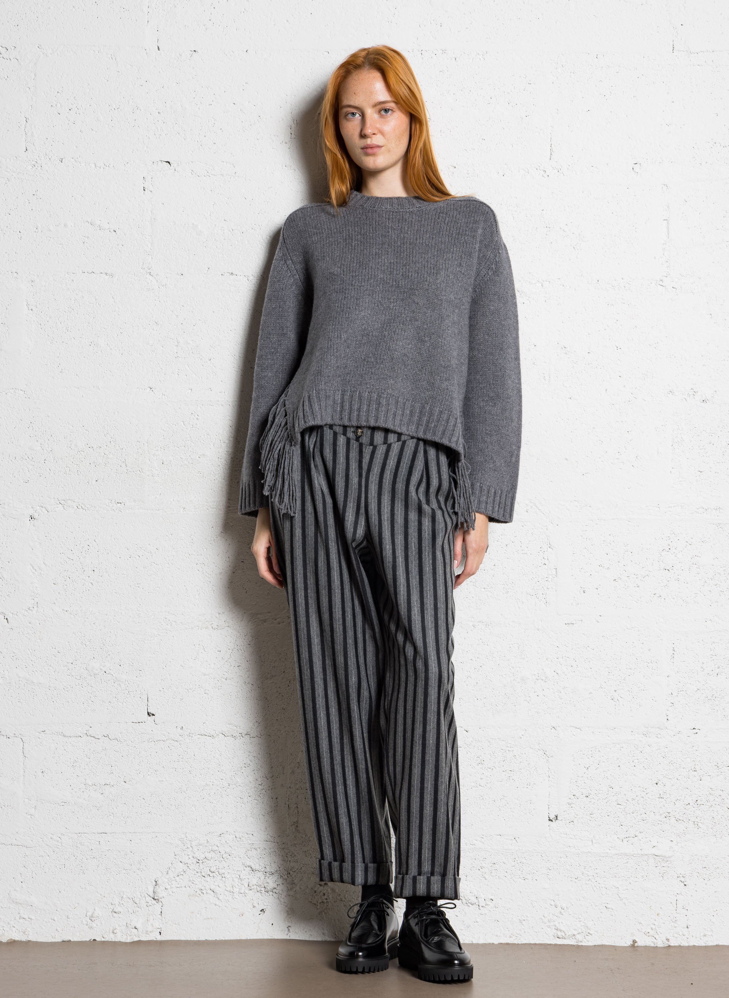 Woleg - Oversize-Wollpullover mit Rundhalsausschnitt BERENICE Grau