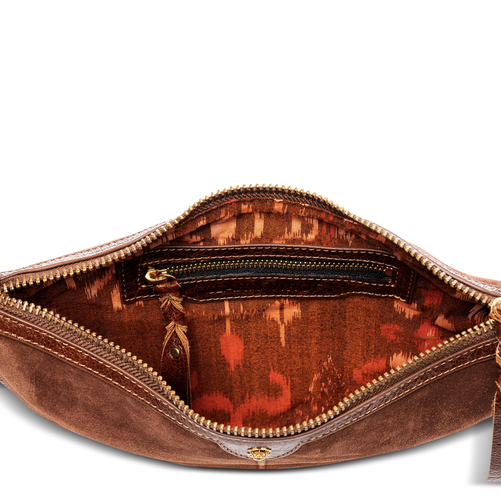 Sac bandoulière en cuir mélangé CLARIS VIROT Marron