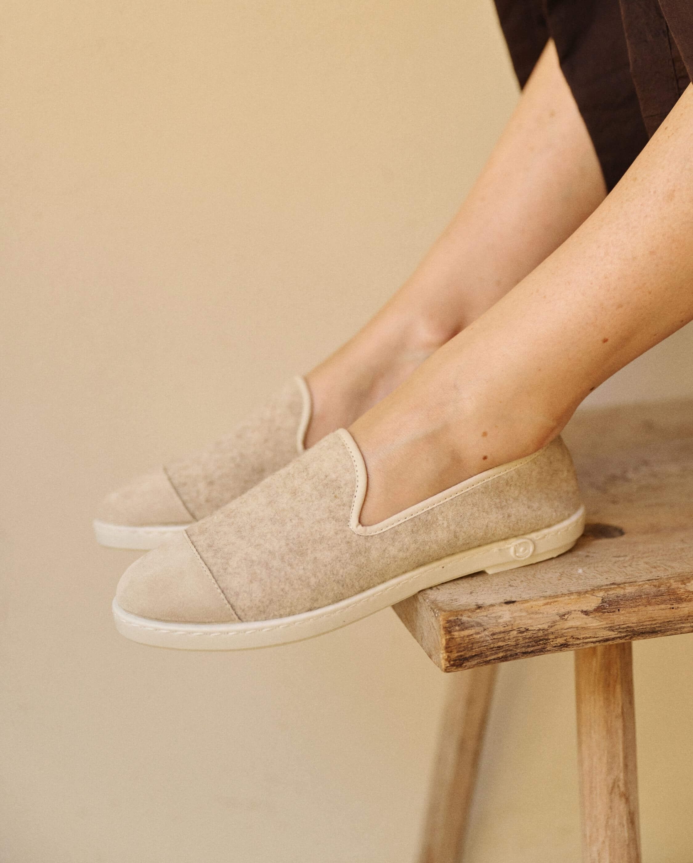 Women's wool slipper, beige nude ANGARDE Beige