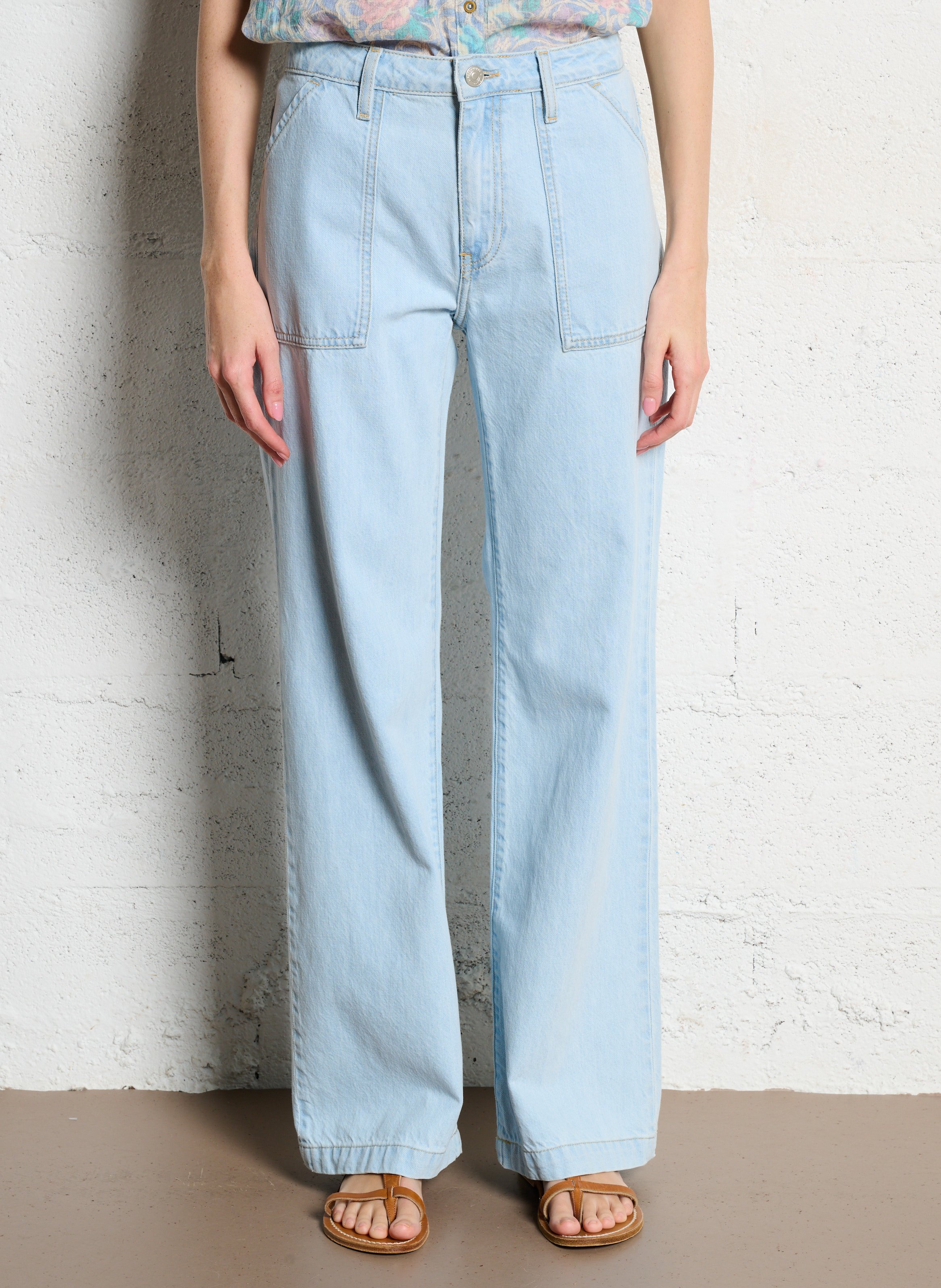 Straight Cut Stone Washed Jeans aus weichem Denim ACQUAVERDE Blau