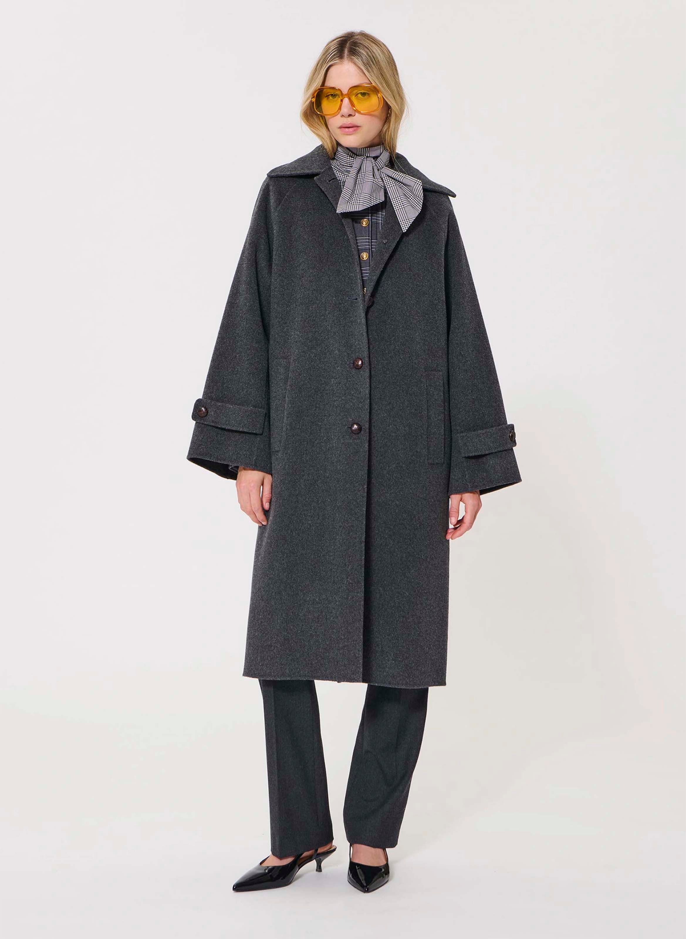 Manteau col classique en laine mélangée TARA JARMON Gris