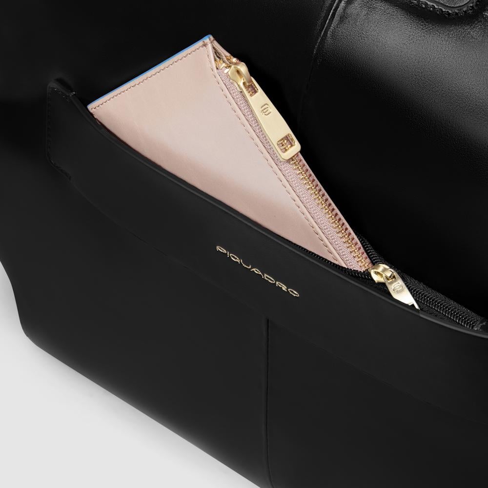 Women's computer tote bag for iPad® Pro 12.9 with shockproof protection and RFID protection PIQUADRO Black