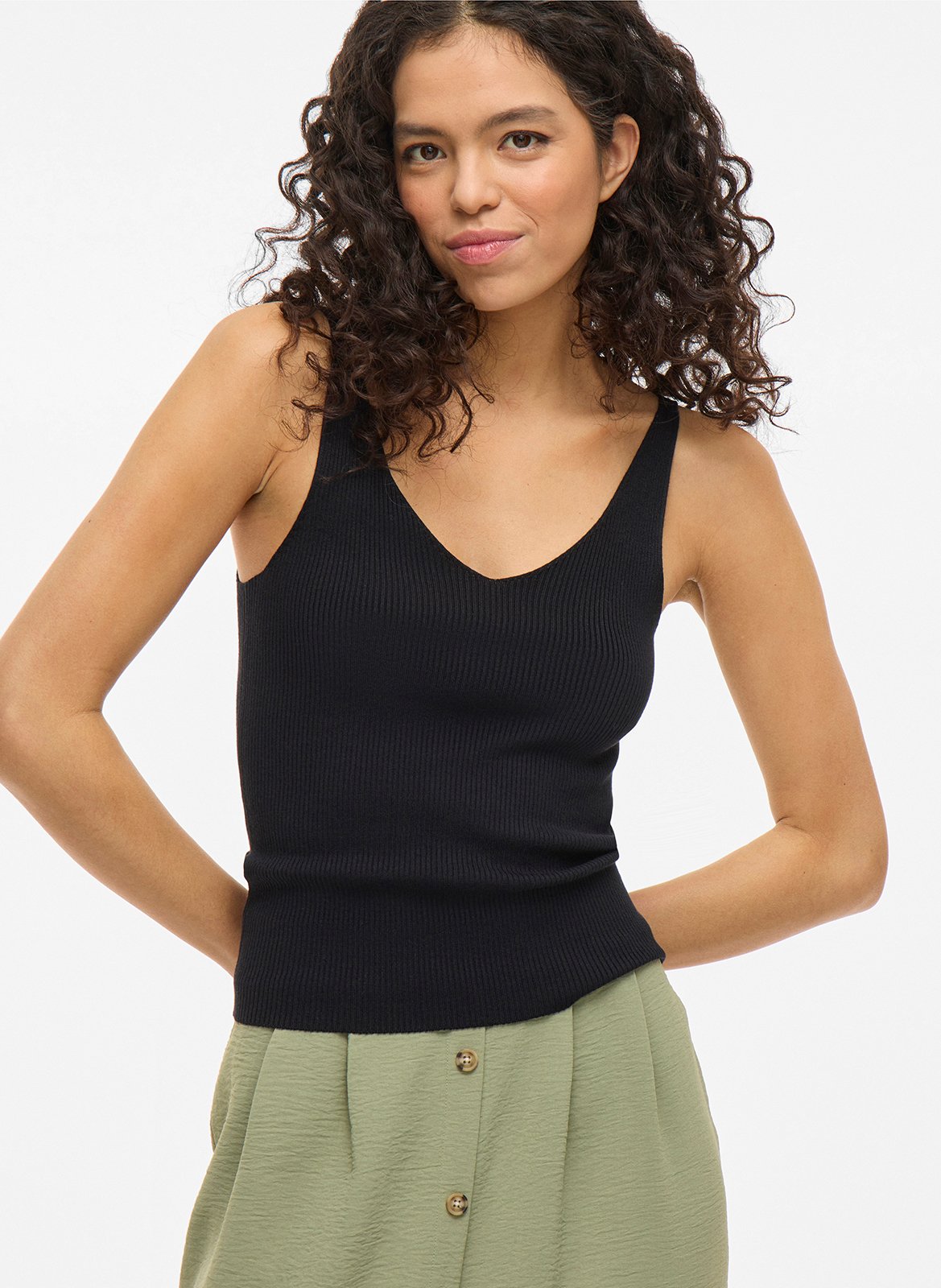 Débardeur ajusté côtelé VILA Noir