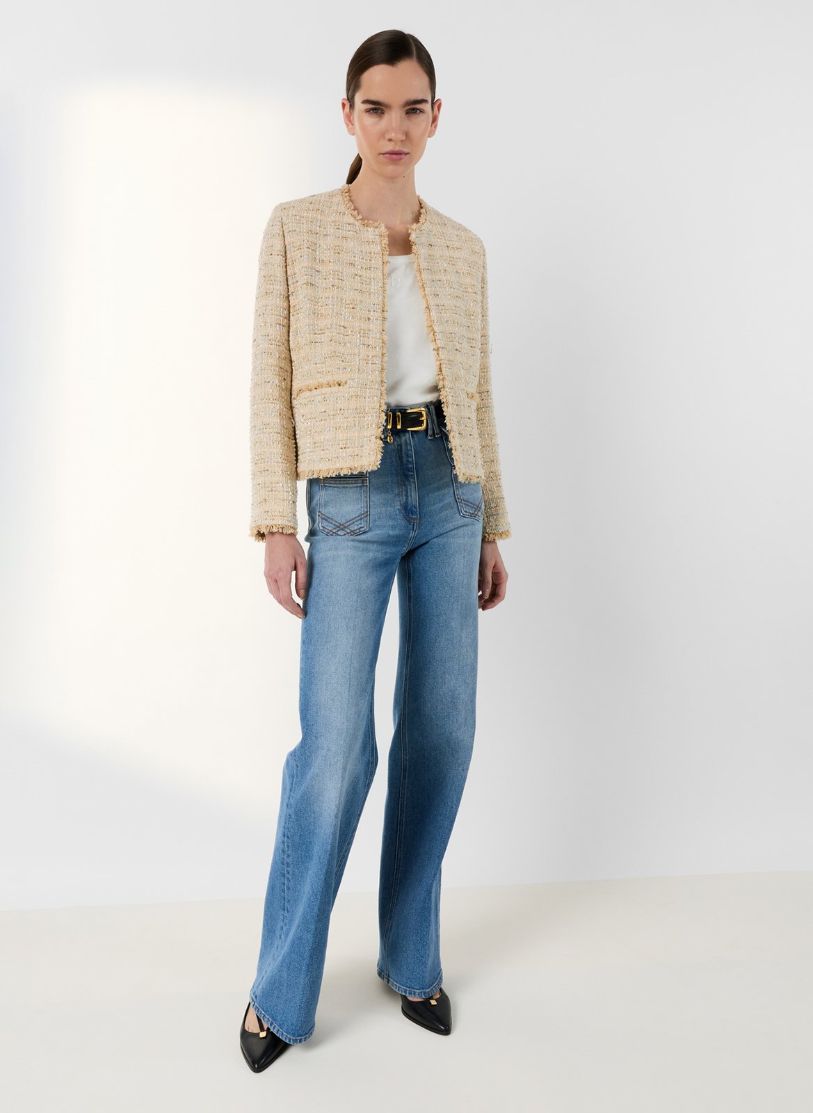 Chaqueta corta de mangas largas en tweed GERARD DAREL Beige