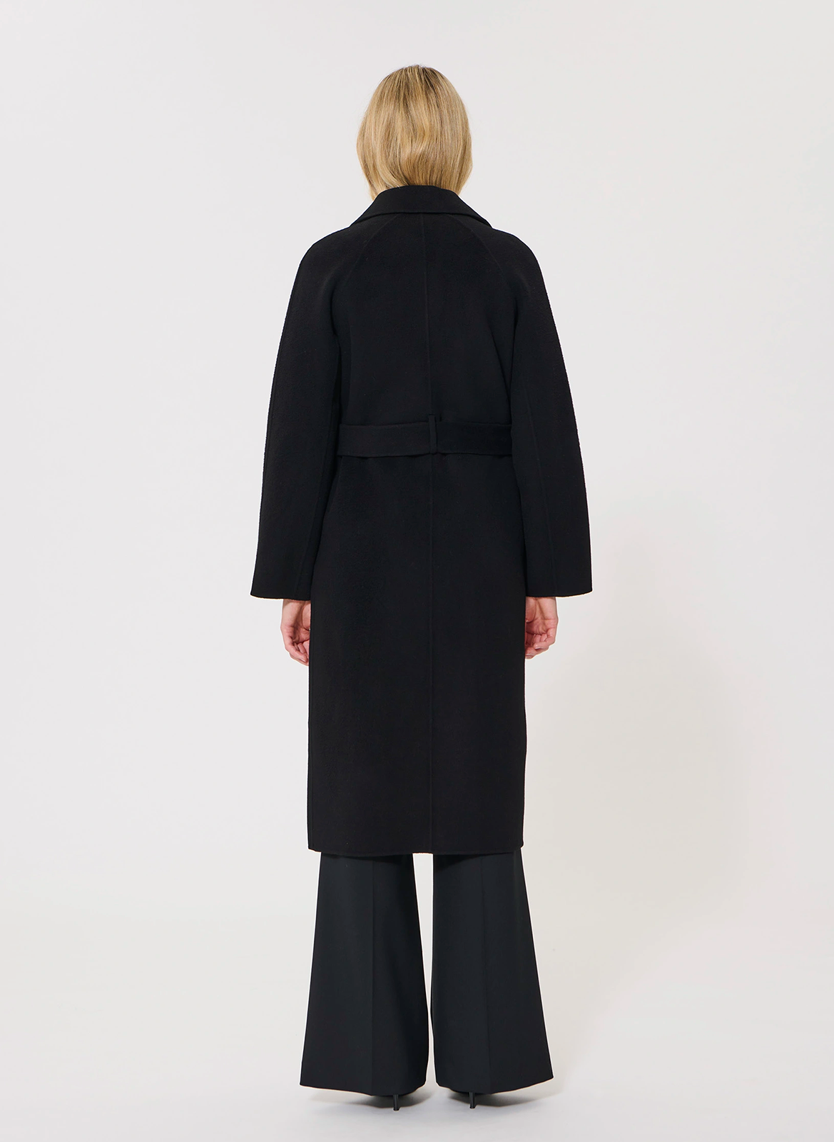 Effen, rechte, wollen jas met lange mouw TARA JARMON Zwart