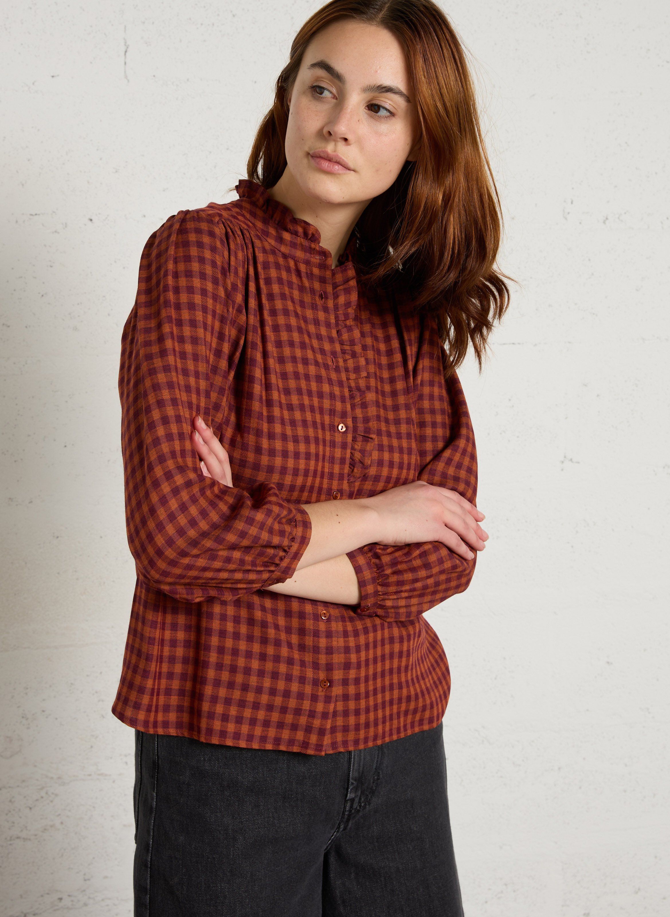 Chemise col rond à carreaux MAISON 123 Multicolore