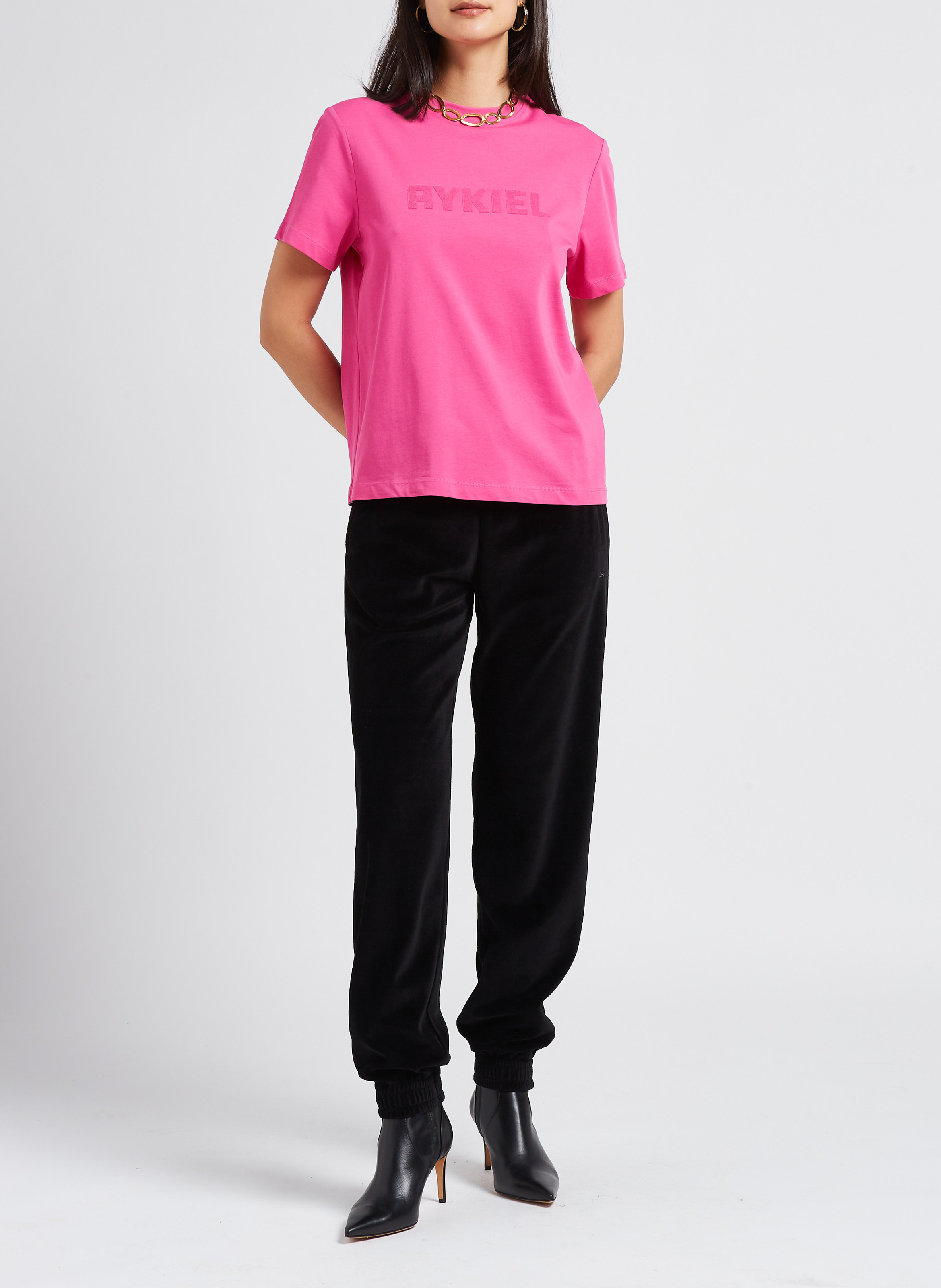 Tee-shirt col rond en coton SONIA RYKIEL Rose